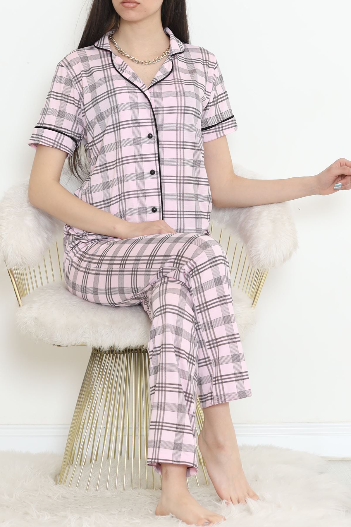 Poliviskon Arabiyeli Kısa Kollu Takım Pembekareli - 927.1287.