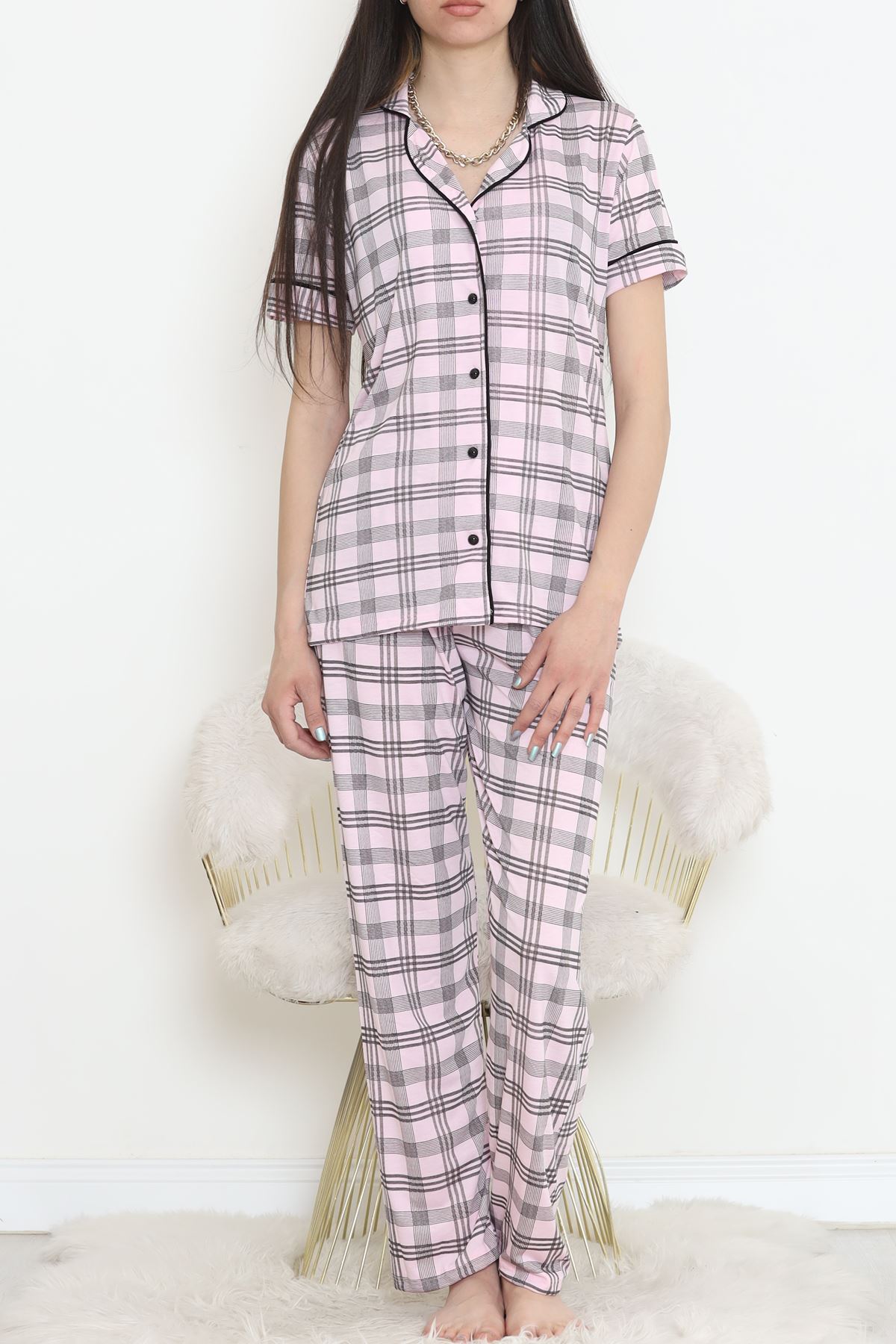 Poliviskon Arabiyeli Kısa Kollu Takım Pembekareli - 927.1287.