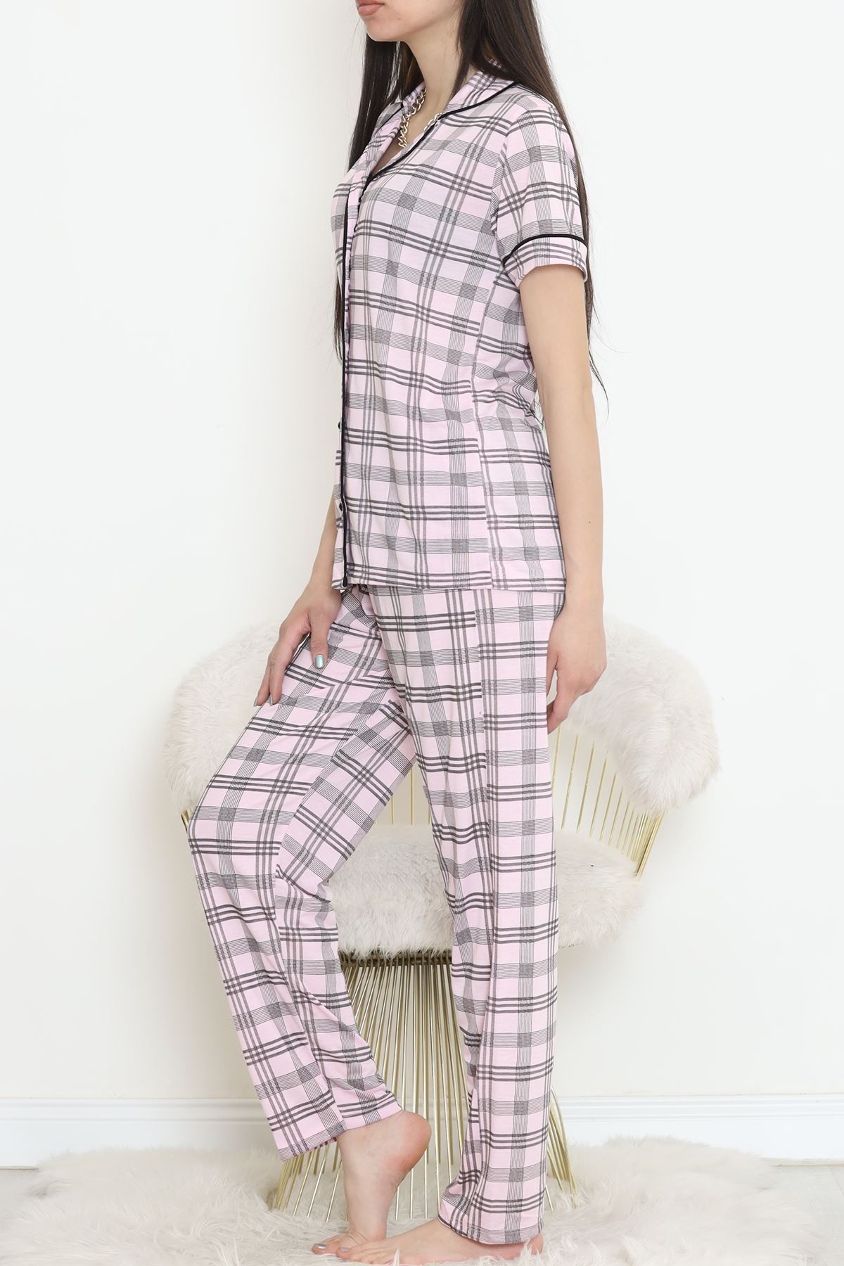 Poliviskon Arabiyeli Kısa Kollu Takım Pembekareli - 927.1287.