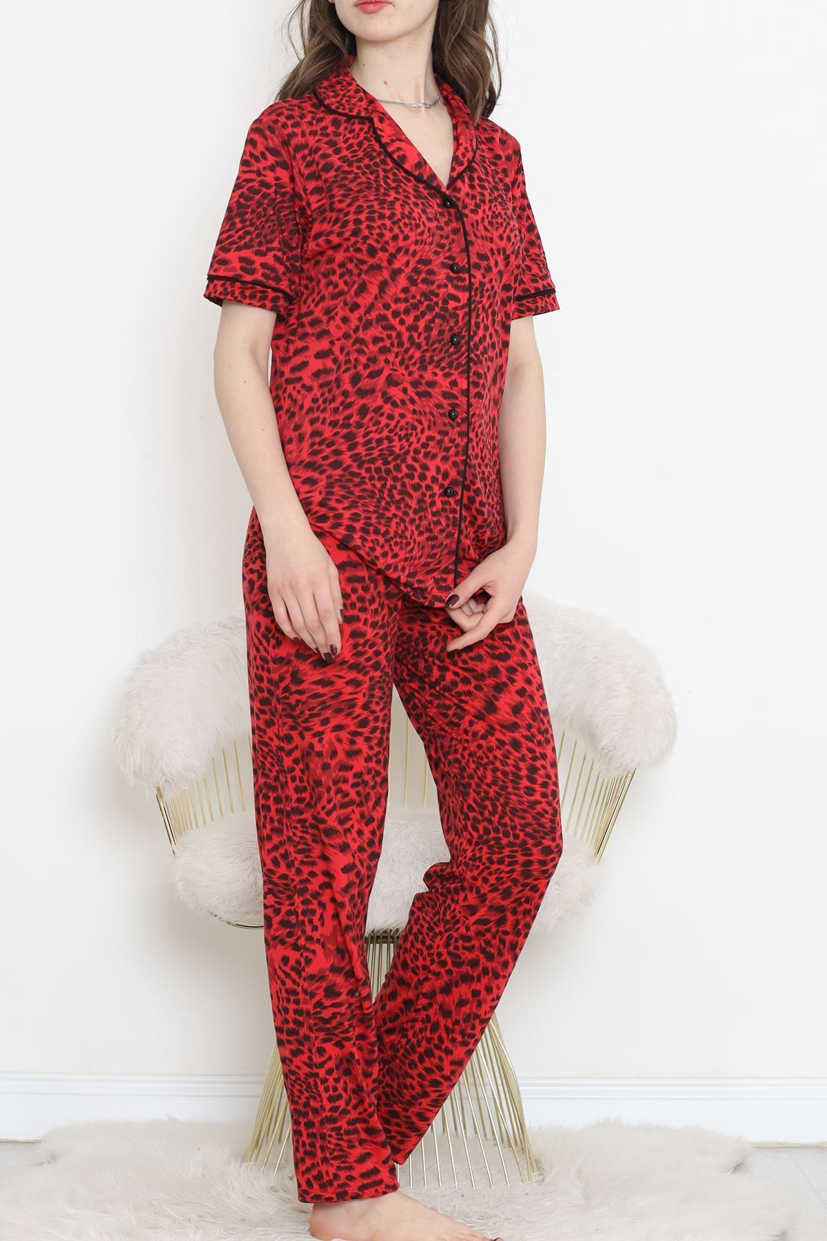 Poliviskon Arabiyeli Kısa Kollu Takım Kırmızısiyah - 927.1287.