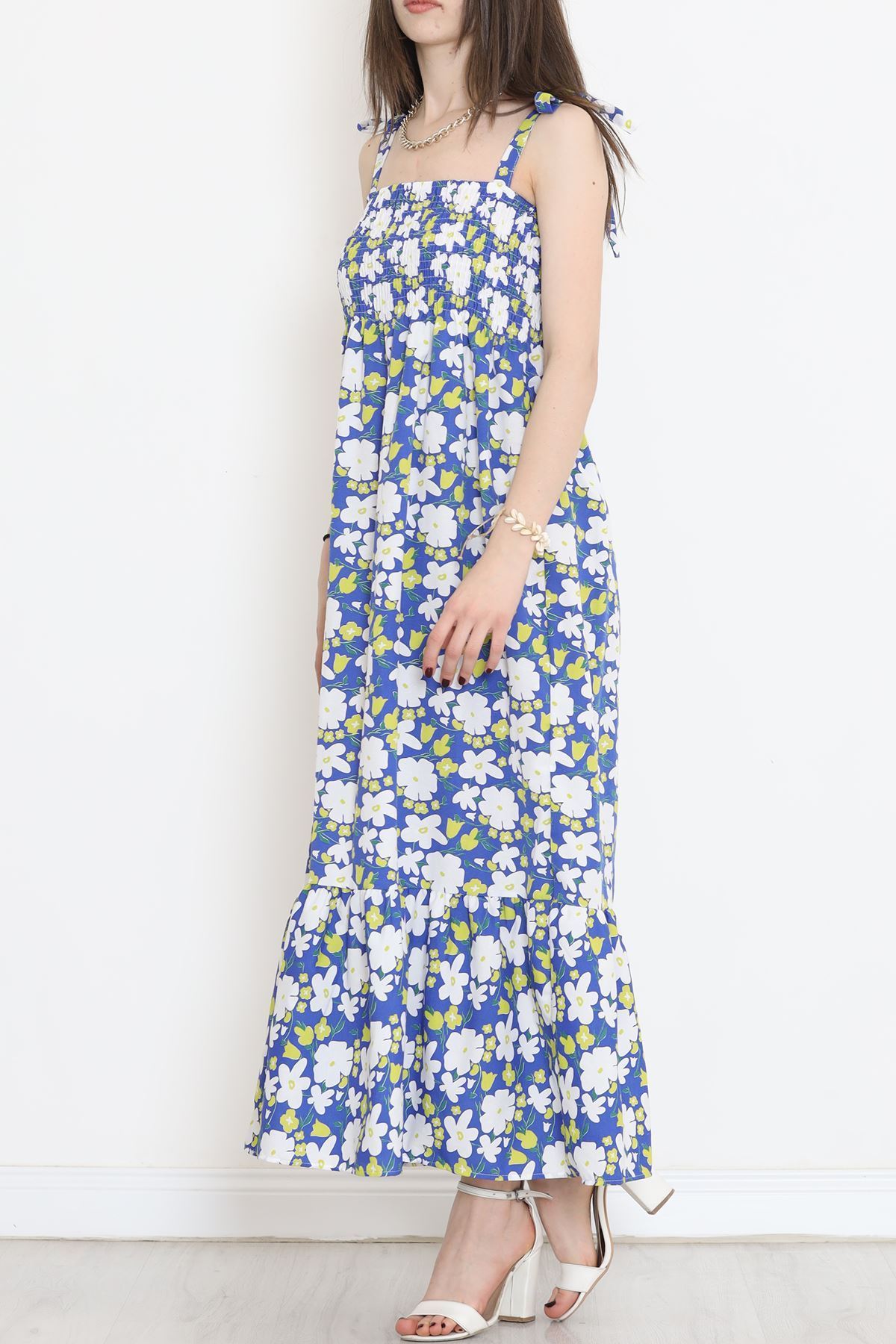 Askı Bağlamalı Elbise Mavibeyaz - 9404.701.