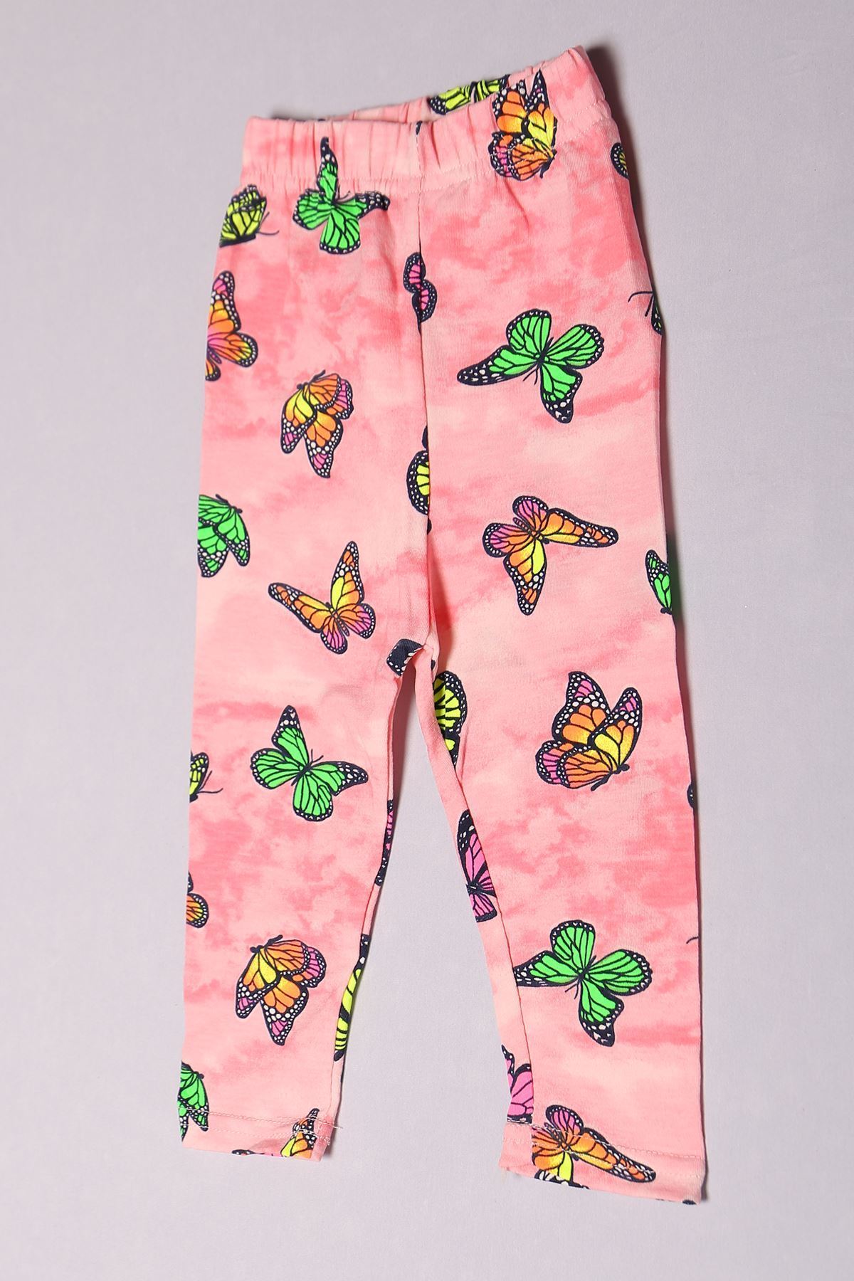 1-4 Yaş Desenli Kız Tayt Pembesarı - 140.1776.