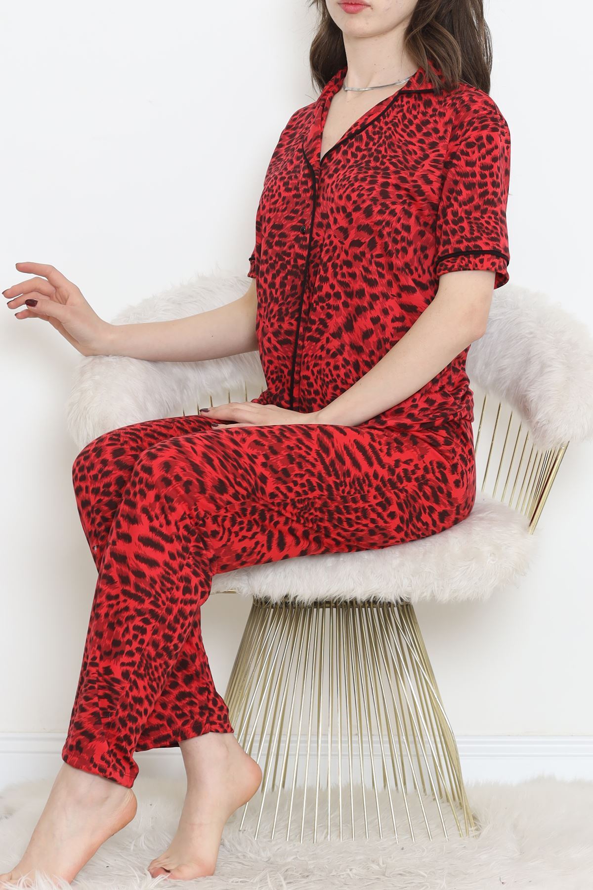 Poliviskon Arabiyeli Kısa Kollu Takım Kırmızısiyah - 927.1287.