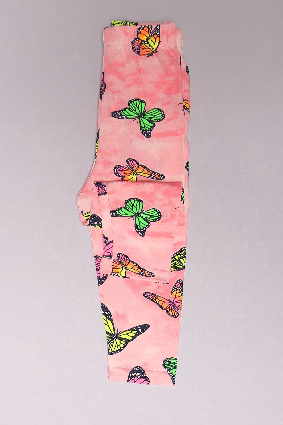 1-4 Yaş Desenli Kız Tayt Pembesarı - 140.1776.