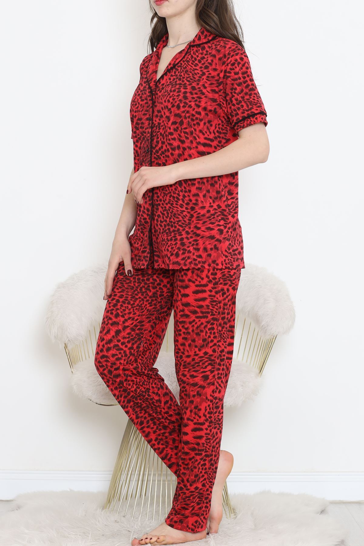 Poliviskon Arabiyeli Kısa Kollu Takım Kırmızısiyah - 927.1287.