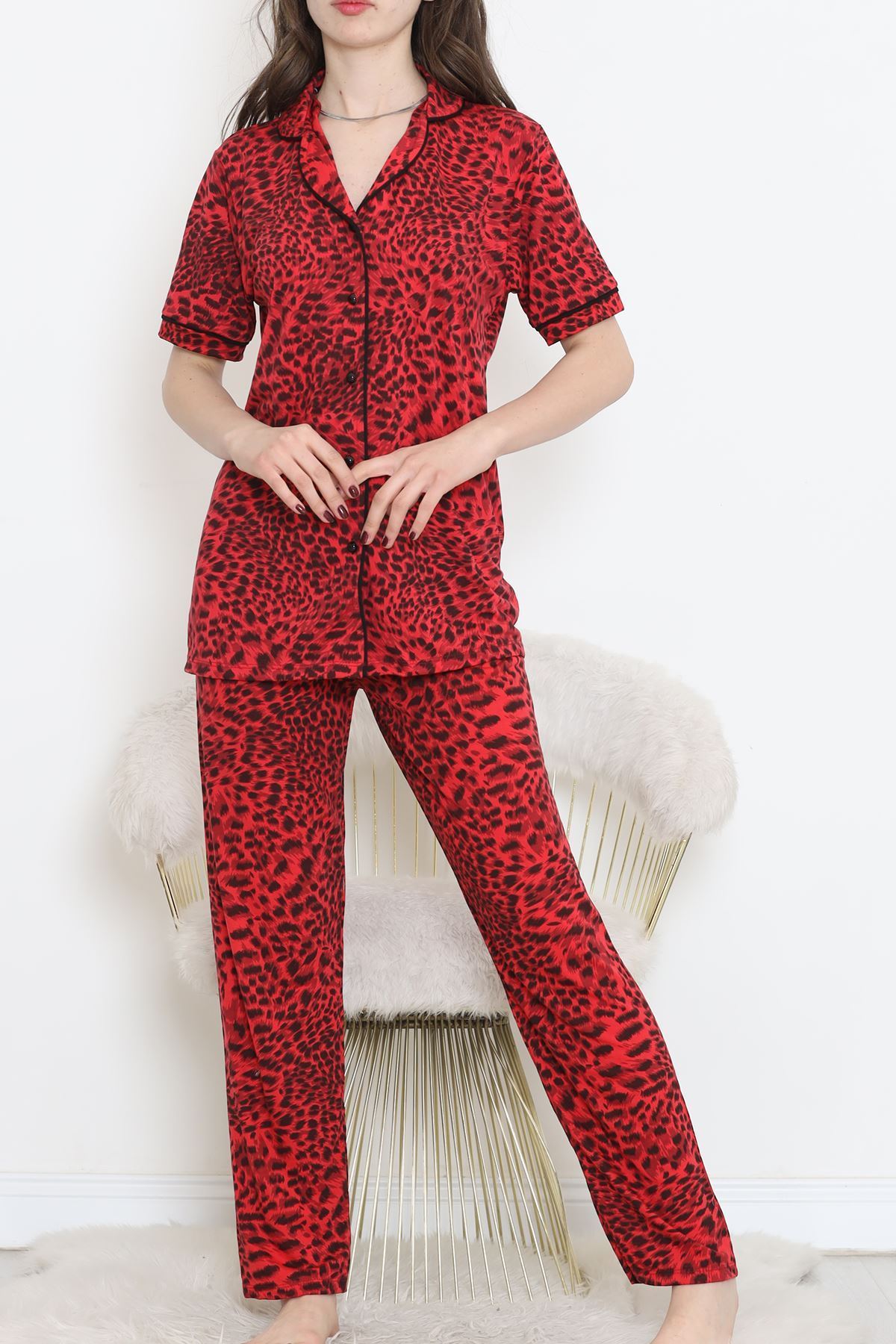 Poliviskon Arabiyeli Kısa Kollu Takım Kırmızısiyah - 927.1287.