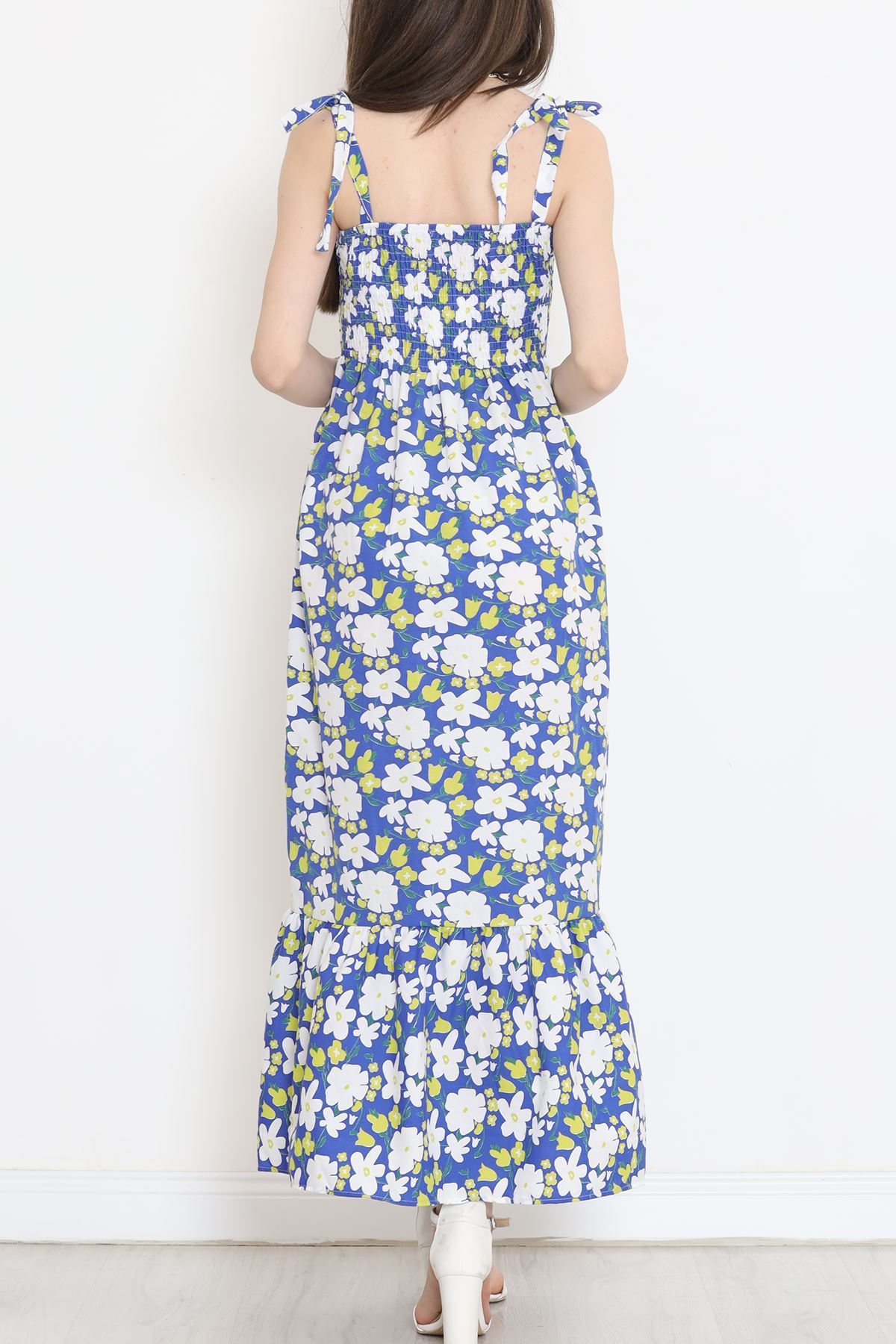 Askı Bağlamalı Elbise Mavibeyaz - 9404.701.