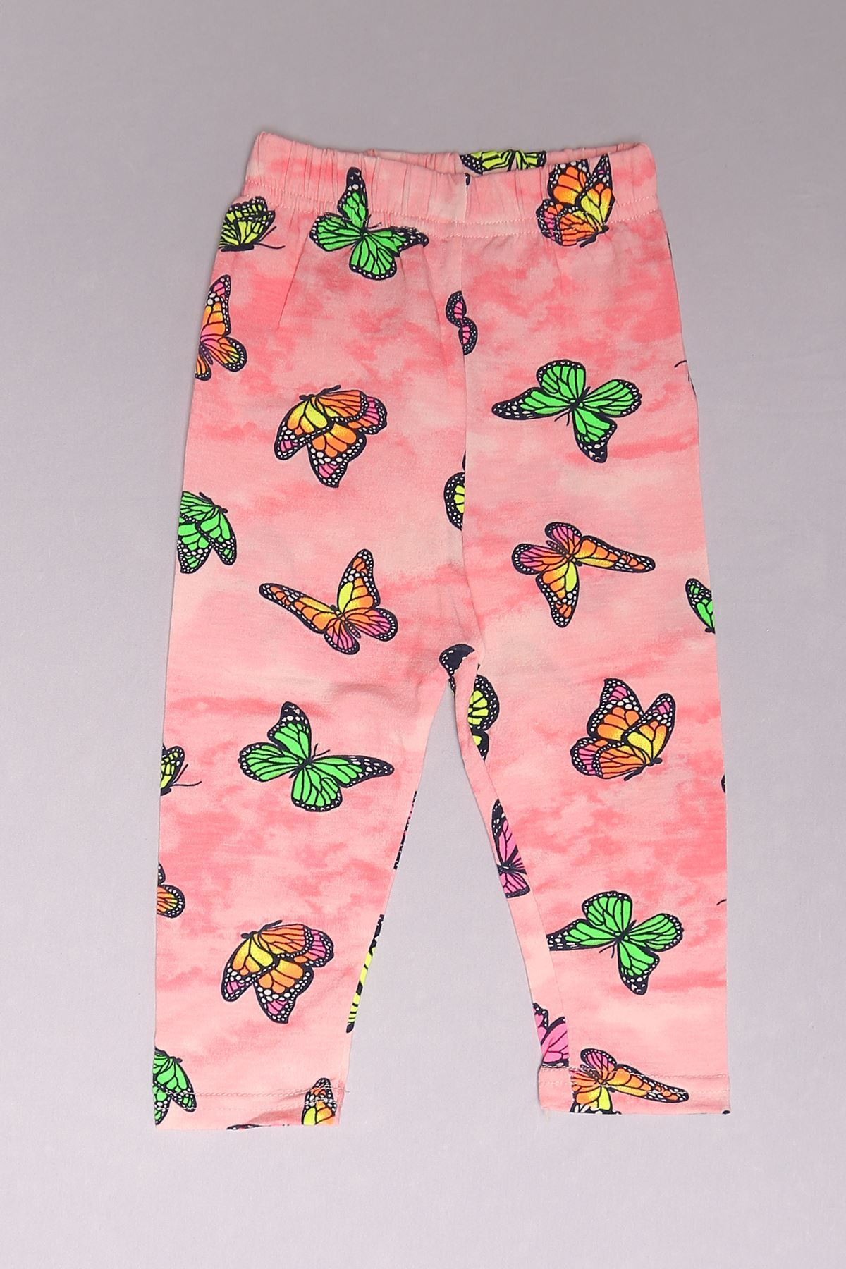 1-4 Yaş Desenli Kız Tayt Pembesarı - 140.1776.