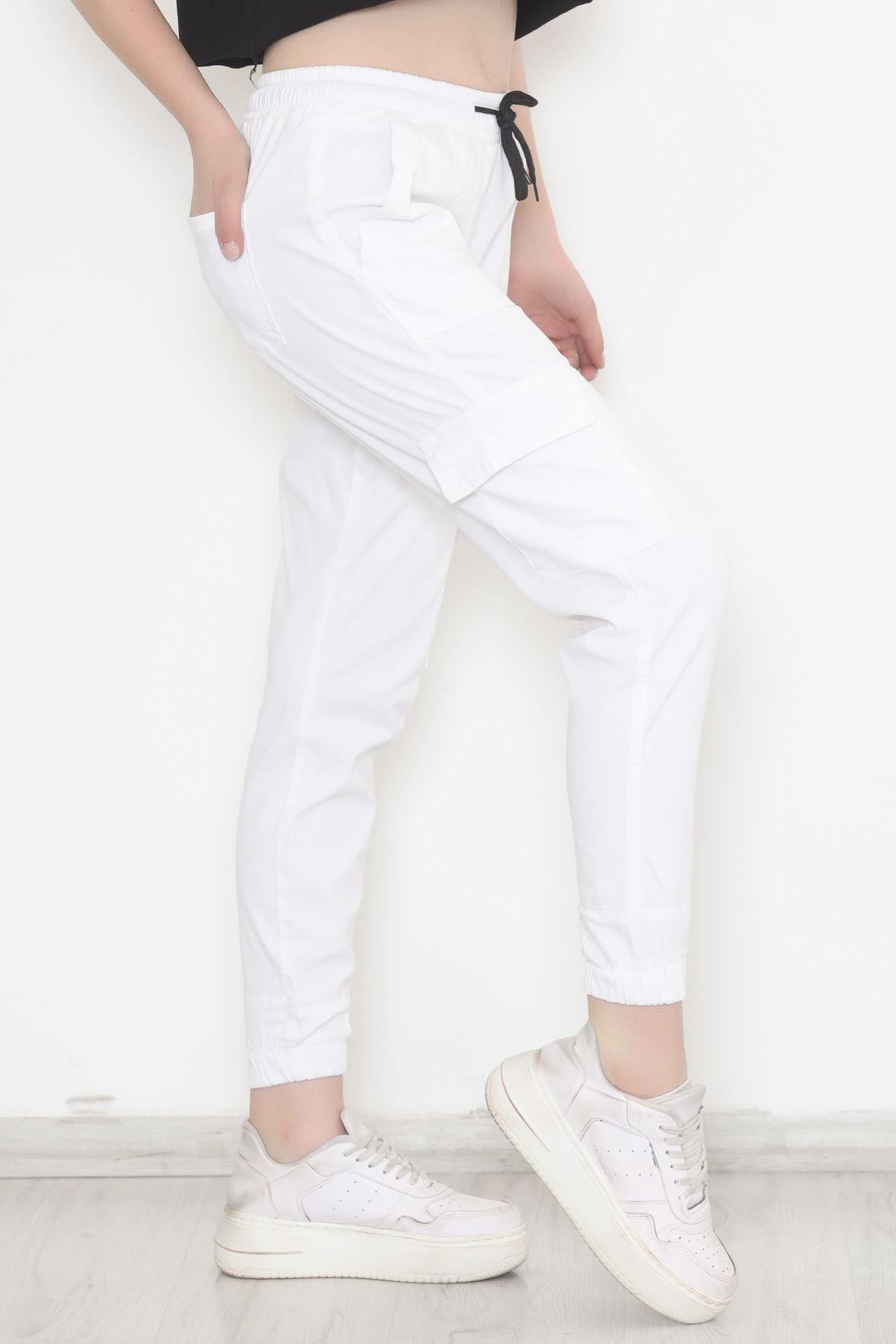 Kargo Cepli Pantolon Beyaz - 10772.1431.