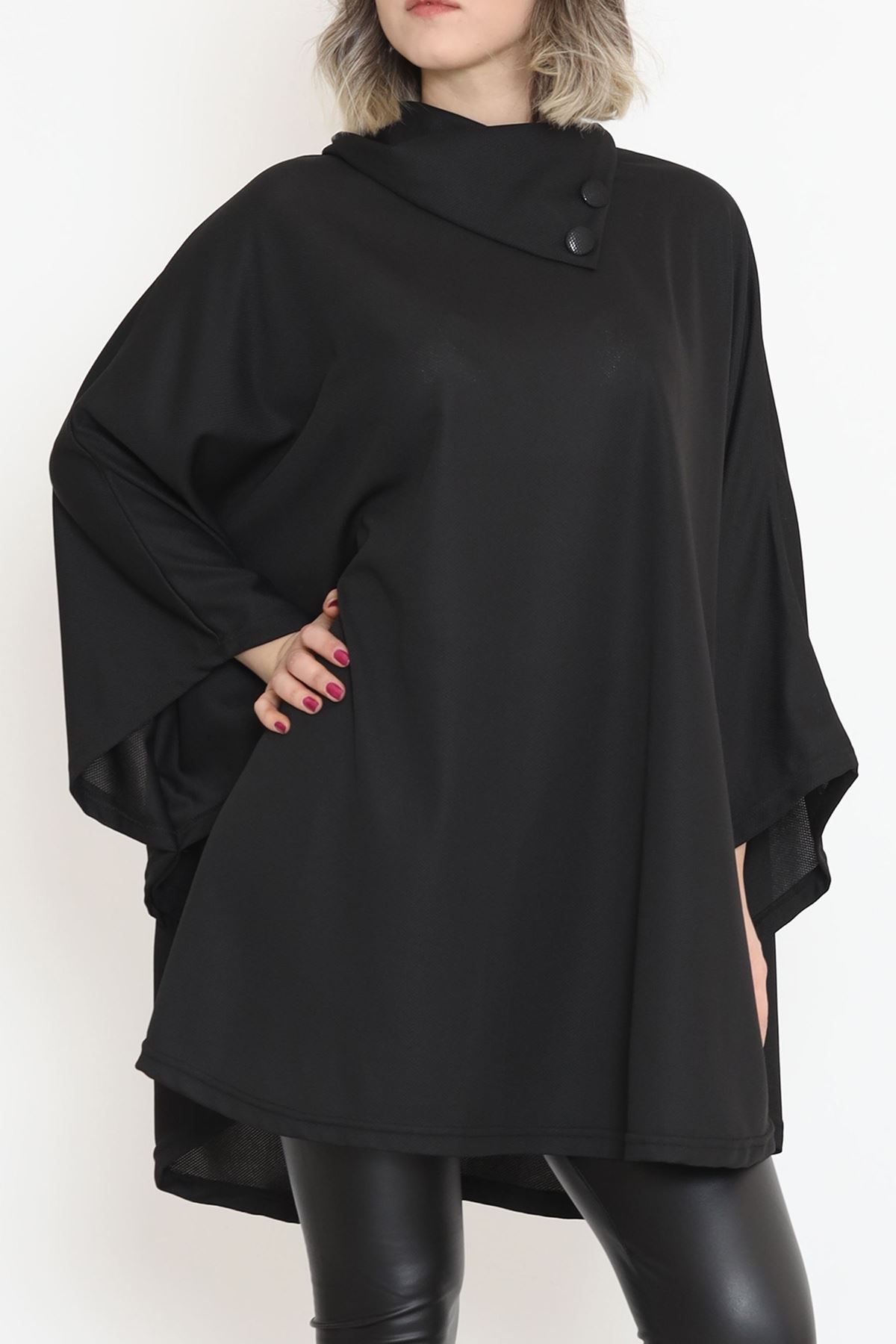 Şal Yaka Panço Siyah - 10021.1778.