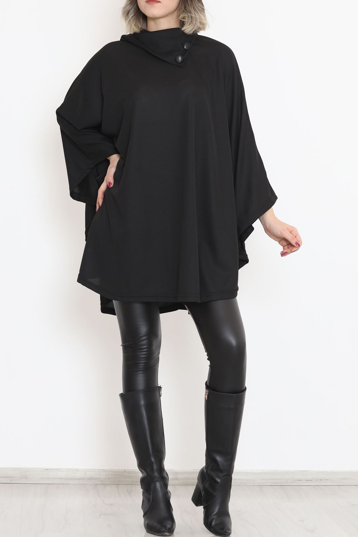 Şal Yaka Panço Siyah - 10021.1778.