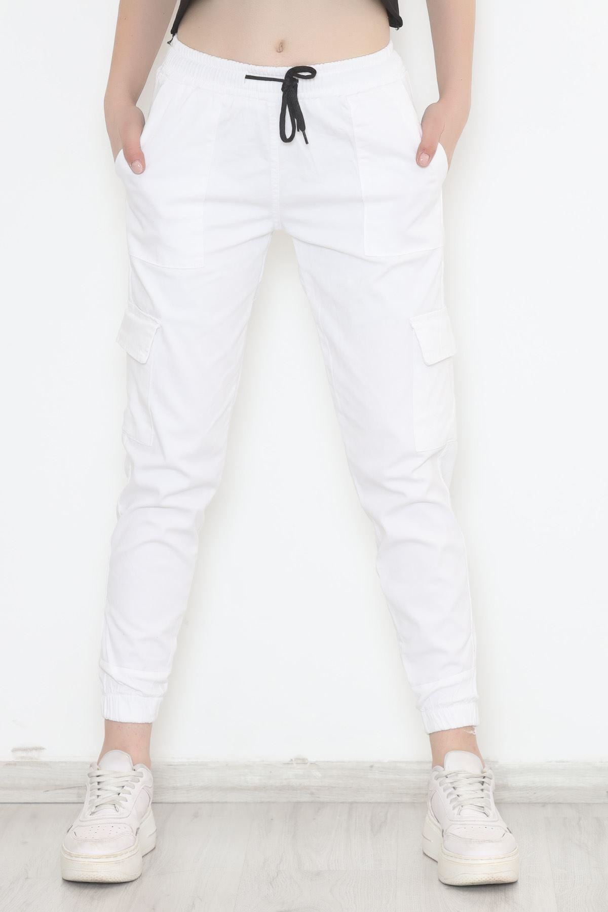 Kargo Cepli Pantolon Beyaz - 10772.1431.