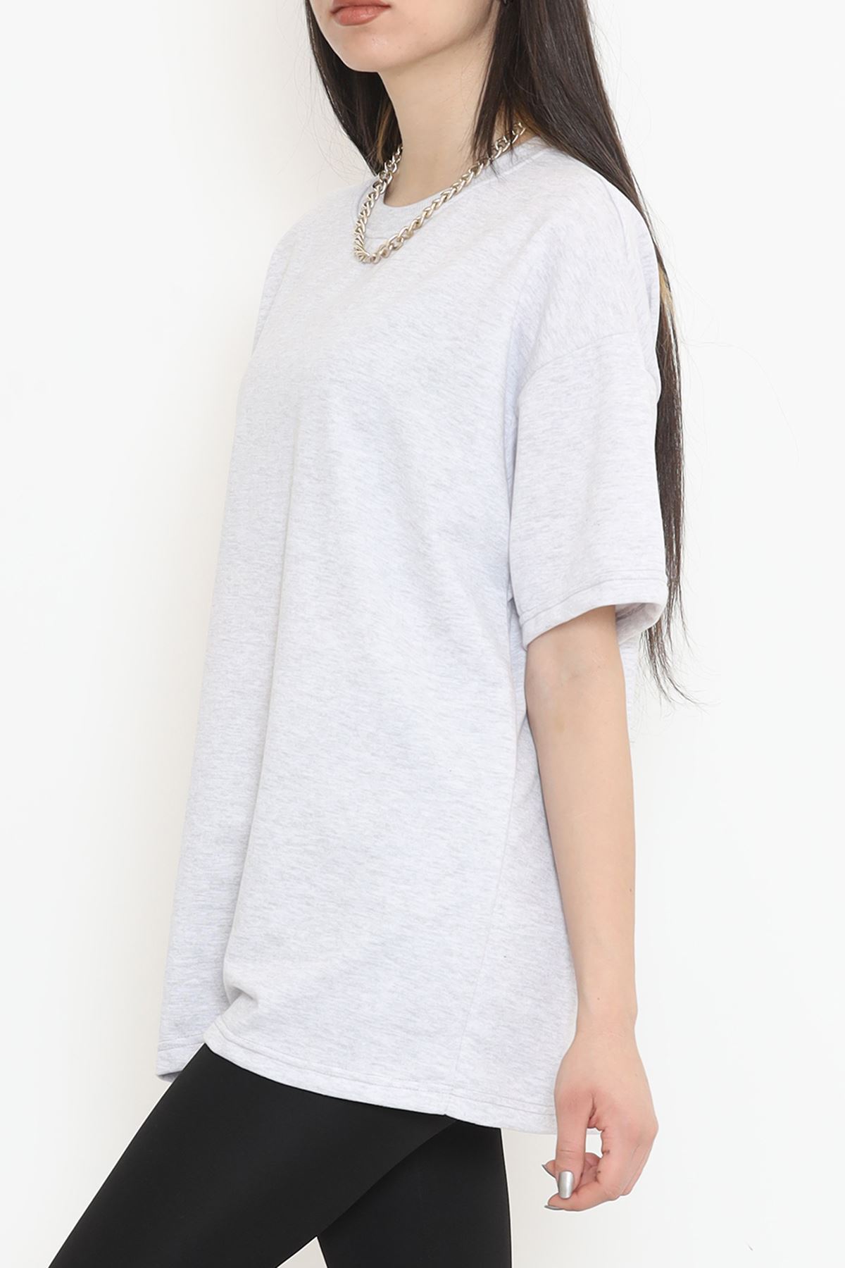 Bisiklet Yaka İki İplik Tişört Gri - 15152.751.