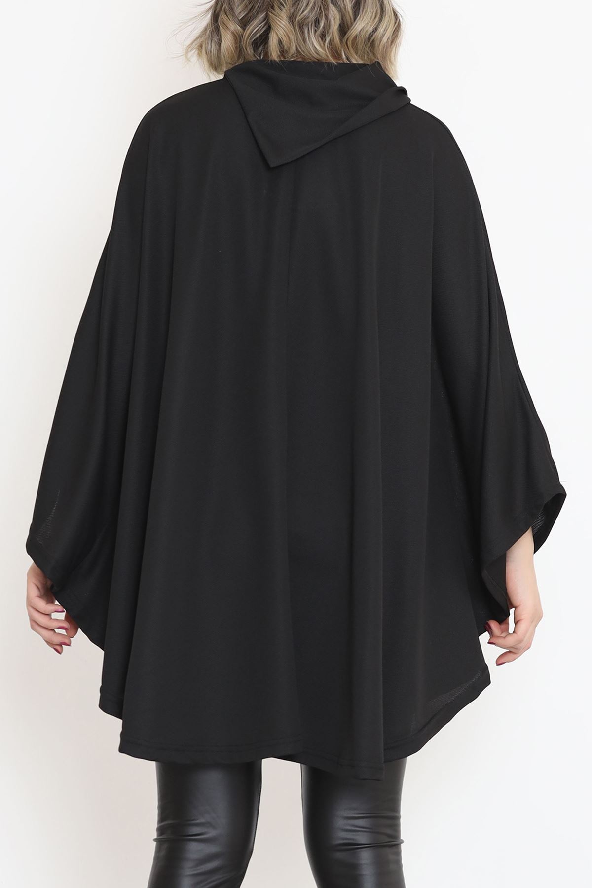 Şal Yaka Panço Siyah - 10021.1778.
