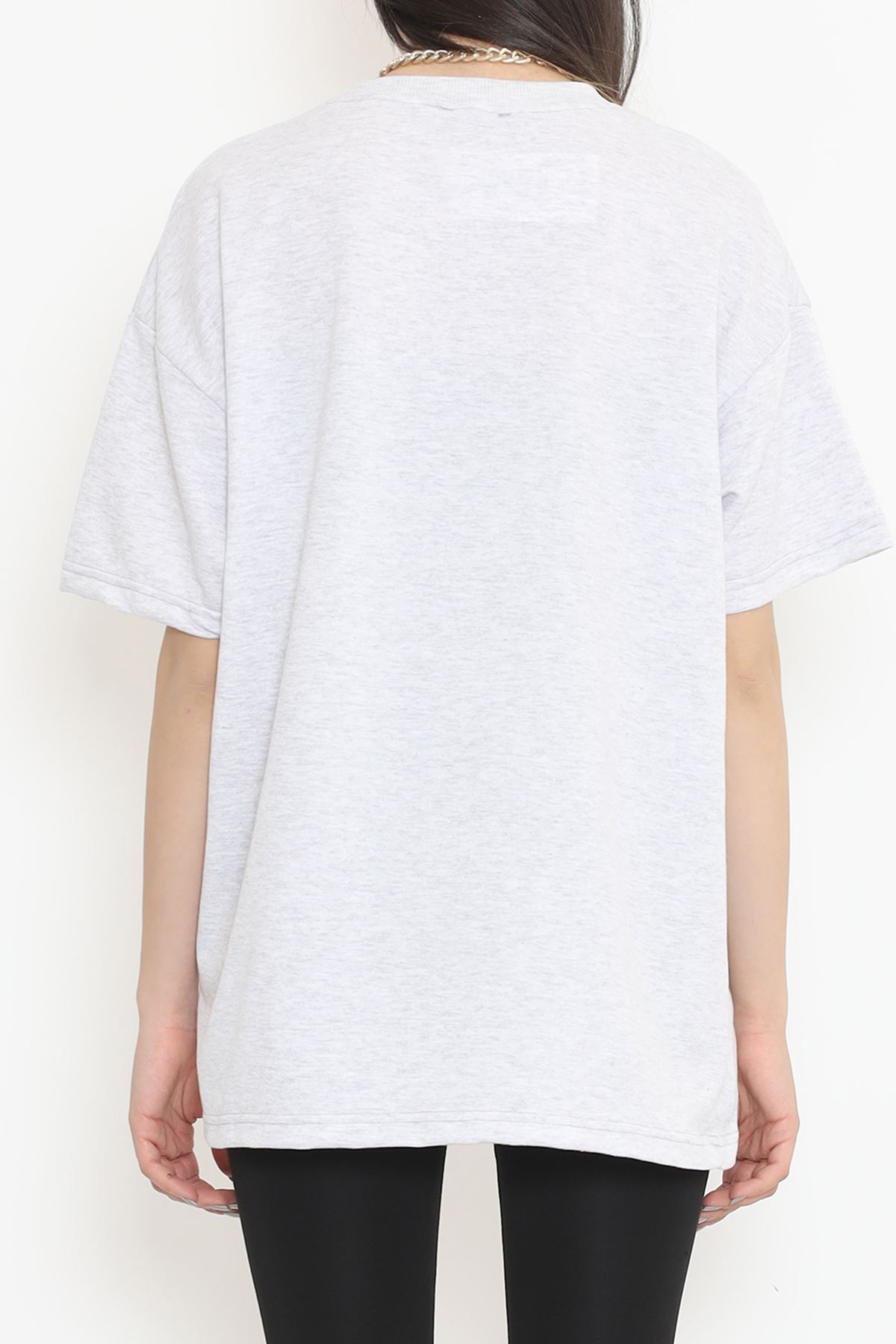 Bisiklet Yaka İki İplik Tişört Gri - 15152.751.