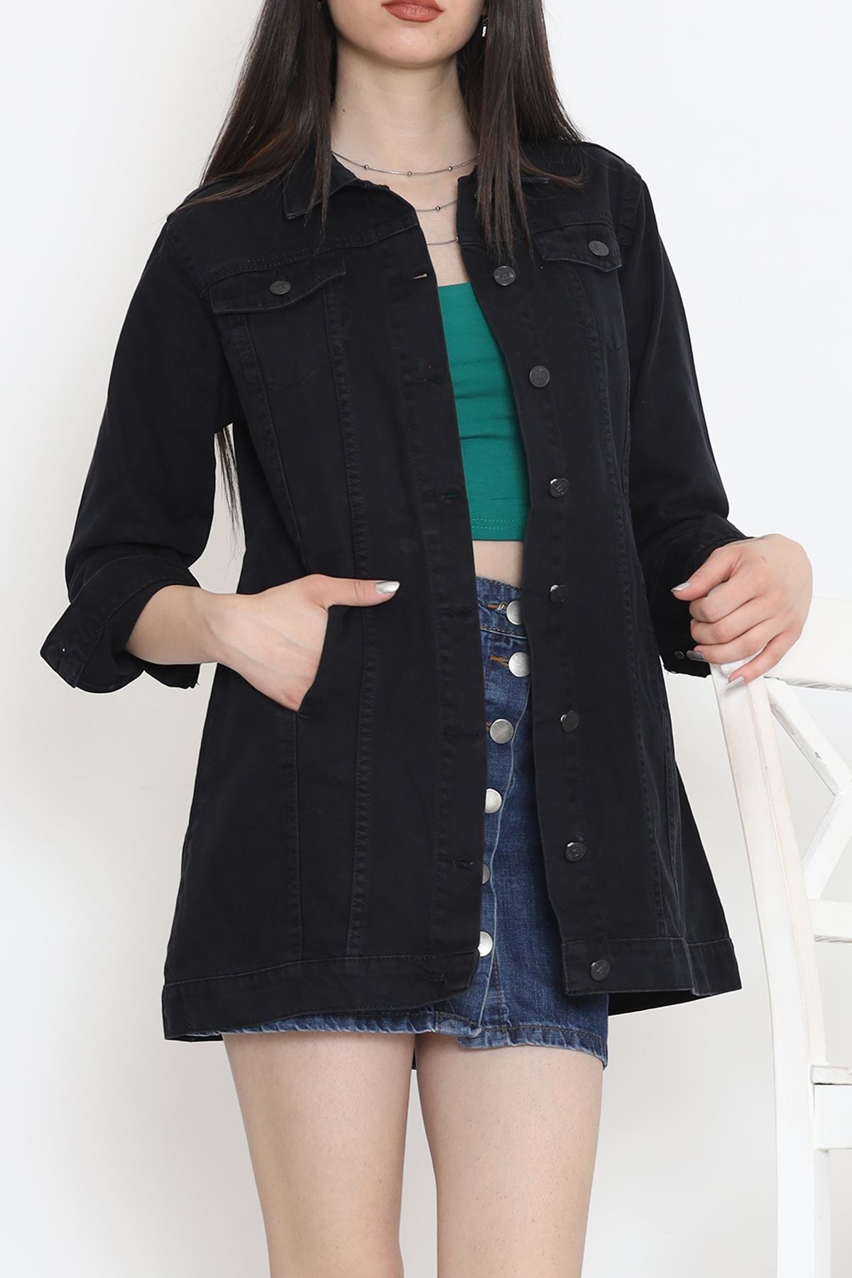 Lazerli Kot Ceket Siyah1 - 18261.1831.