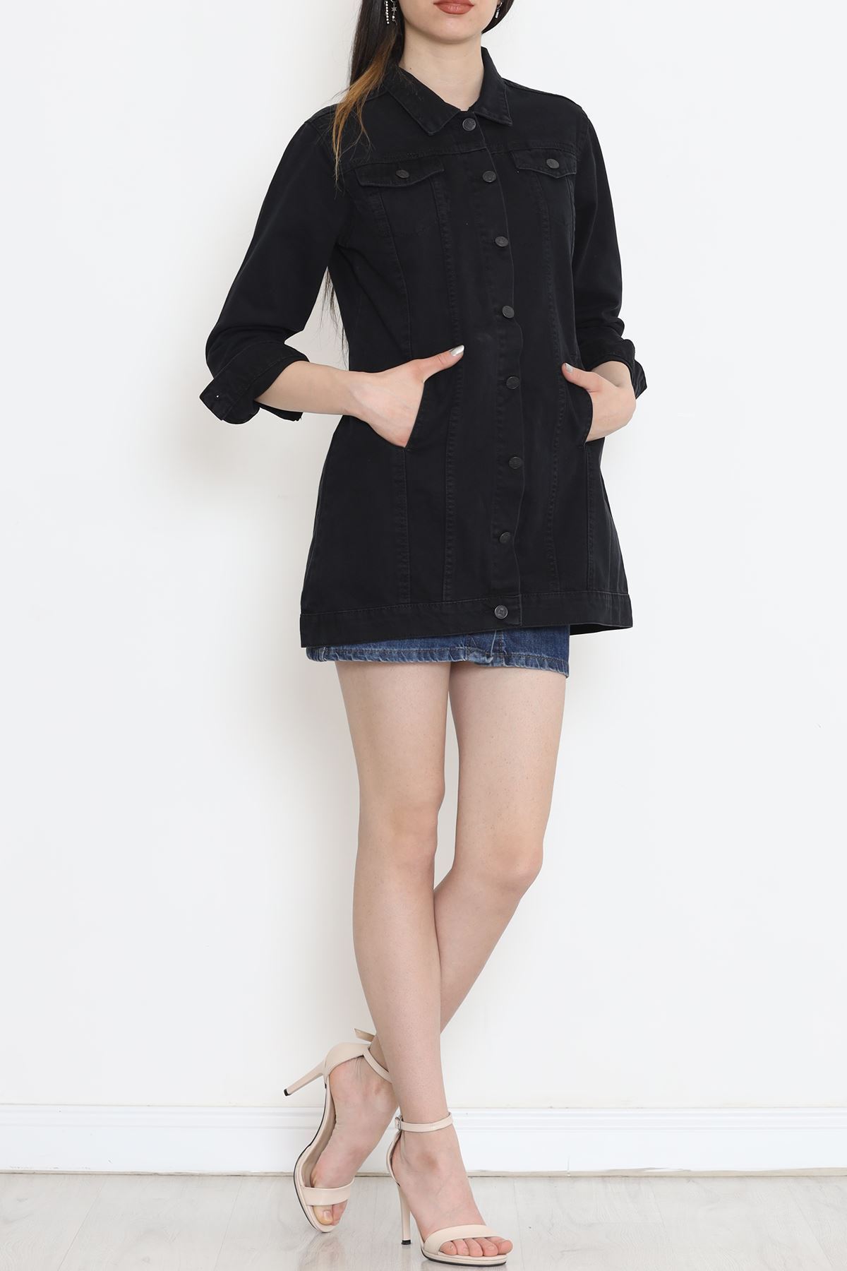 Lazerli Kot Ceket Siyah1 - 18261.1831.