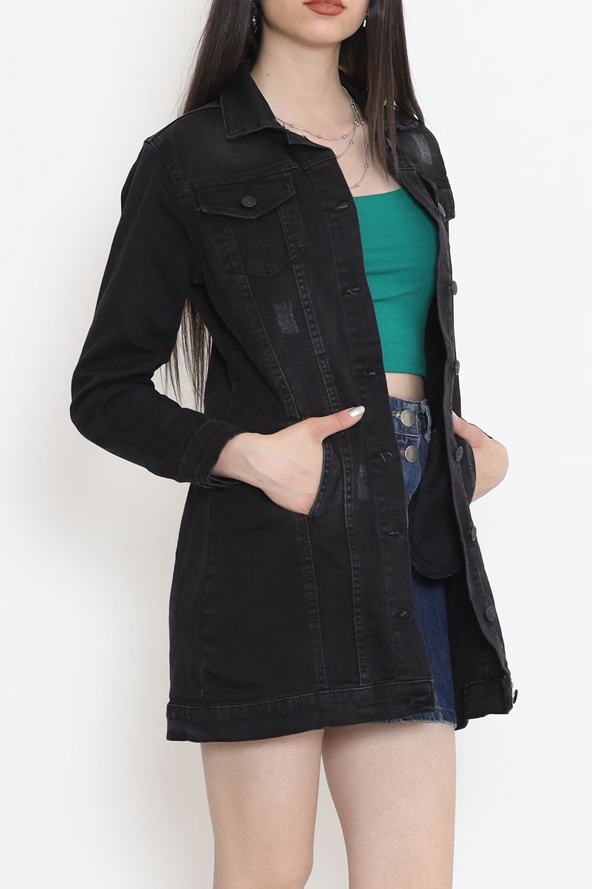 Lazerli Kot Ceket Füme - 18261.1831.