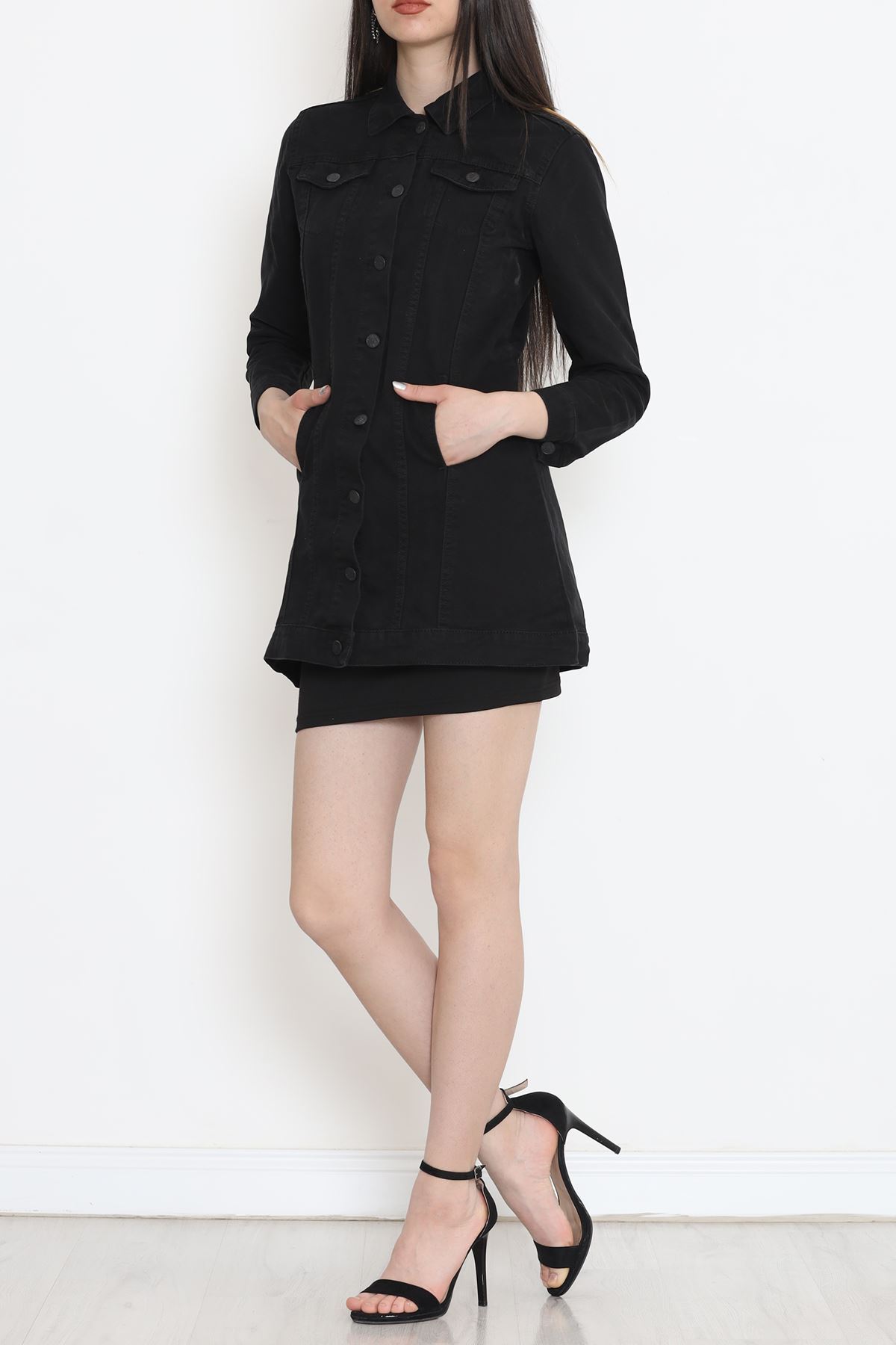 Lazerli Kot Ceket Siyah3 - 18261.1831.