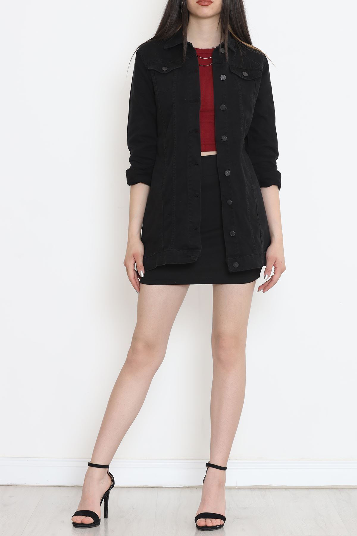 Lazerli Kot Ceket Siyah3 - 18261.1831.