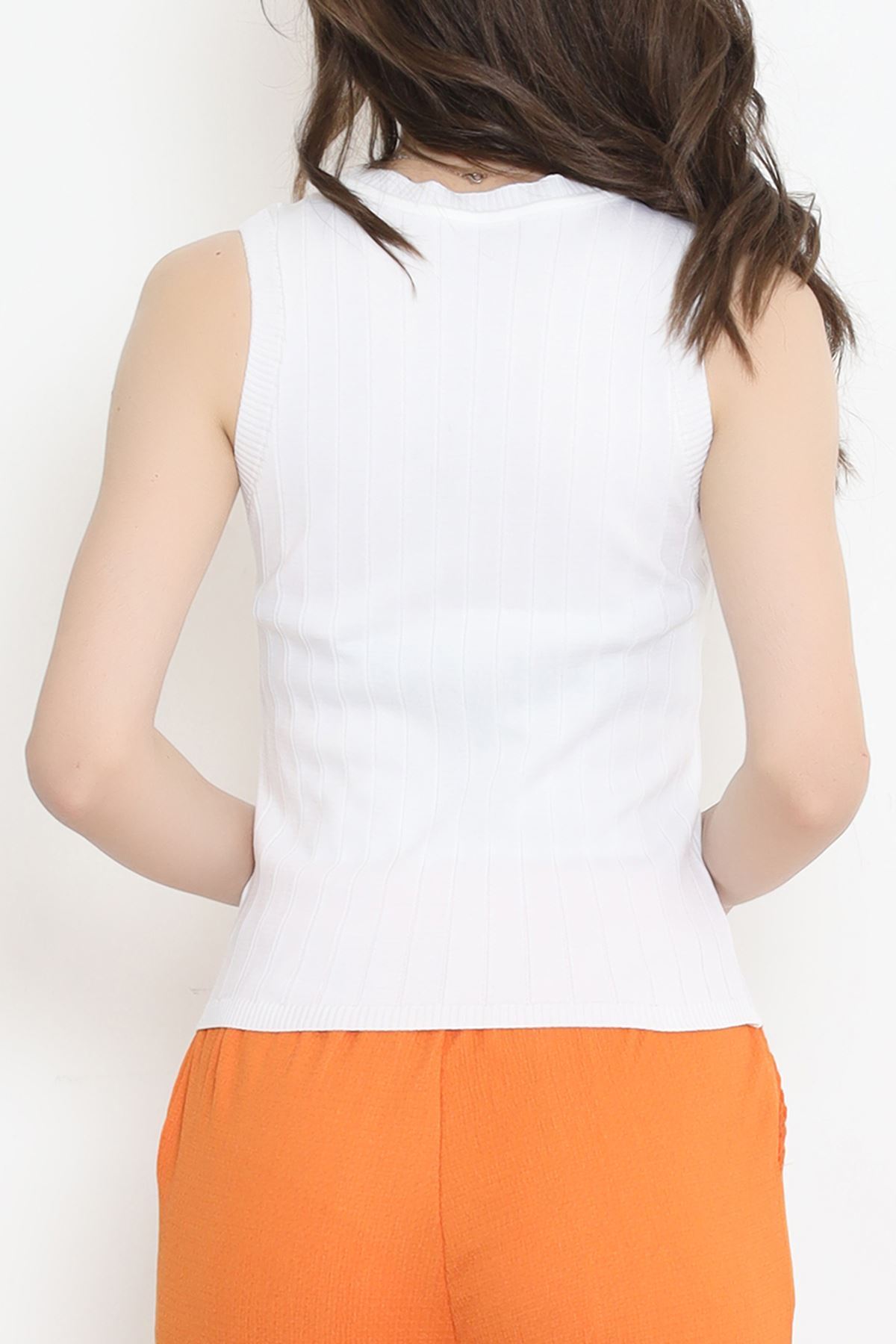 Taş Detay Triko Atlet Ekru - 958.1019.