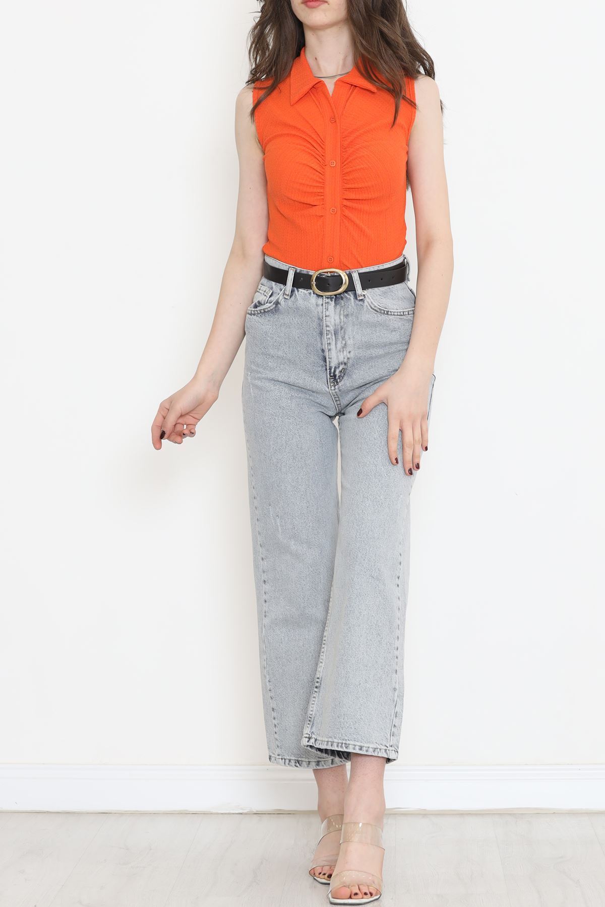 Büzgülü Gömlek Bluz Oranj - 12578.631.