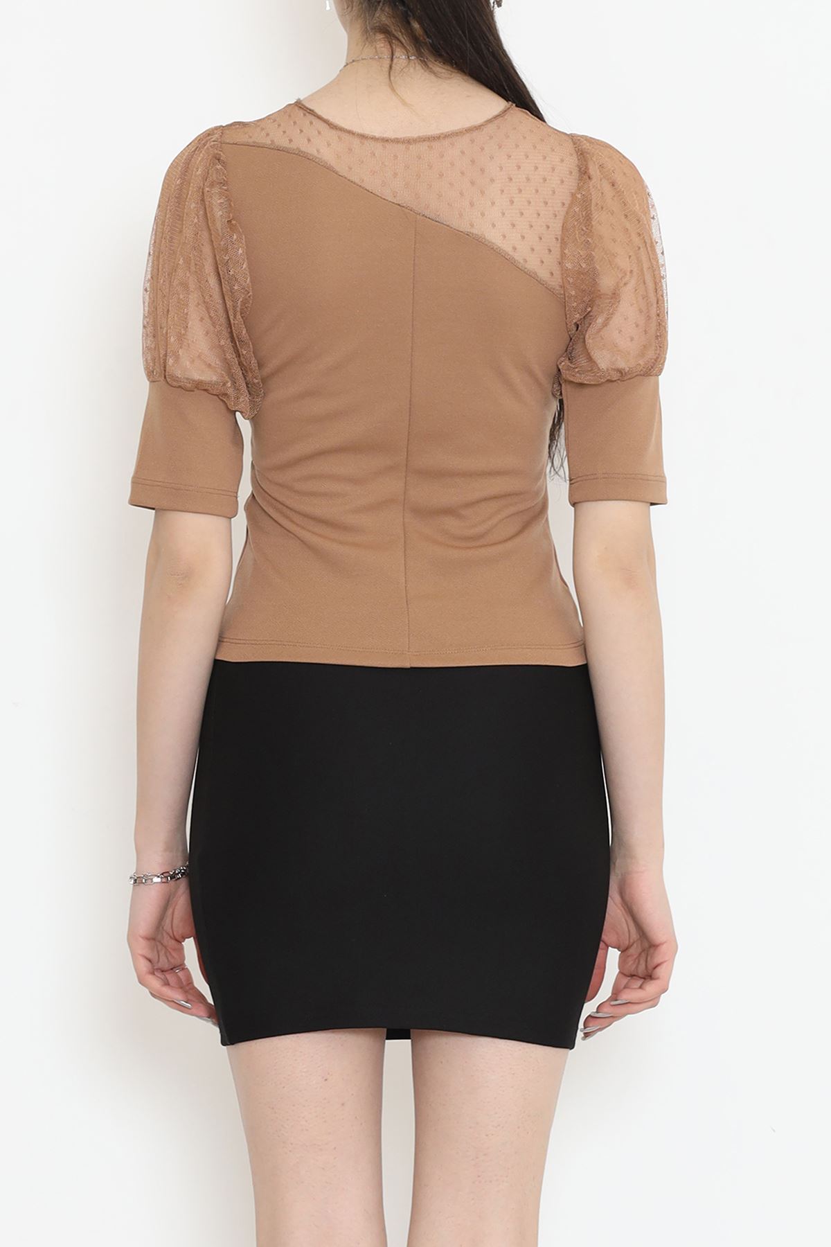 Omuz Tül Detay Bluz Vizon - 12218.631.