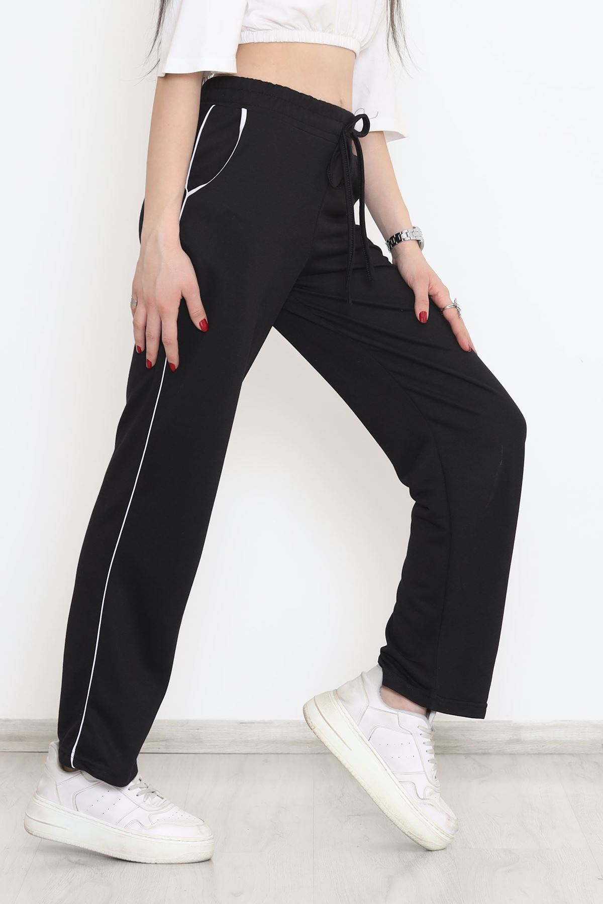 Yanı Çizgili Eşofman Altı Siyah - 15084.5238.