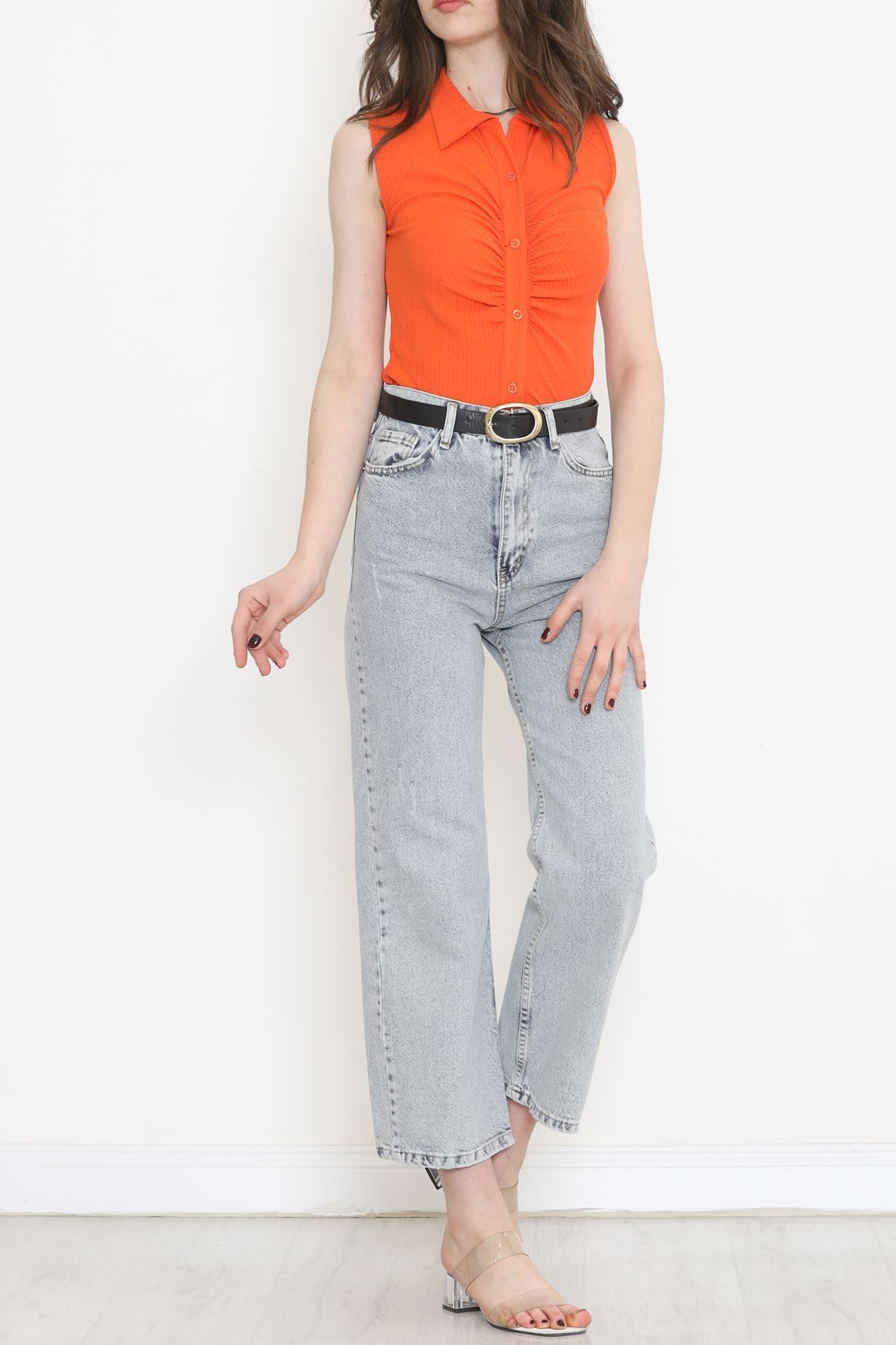 Büzgülü Gömlek Bluz Oranj - 12578.631.