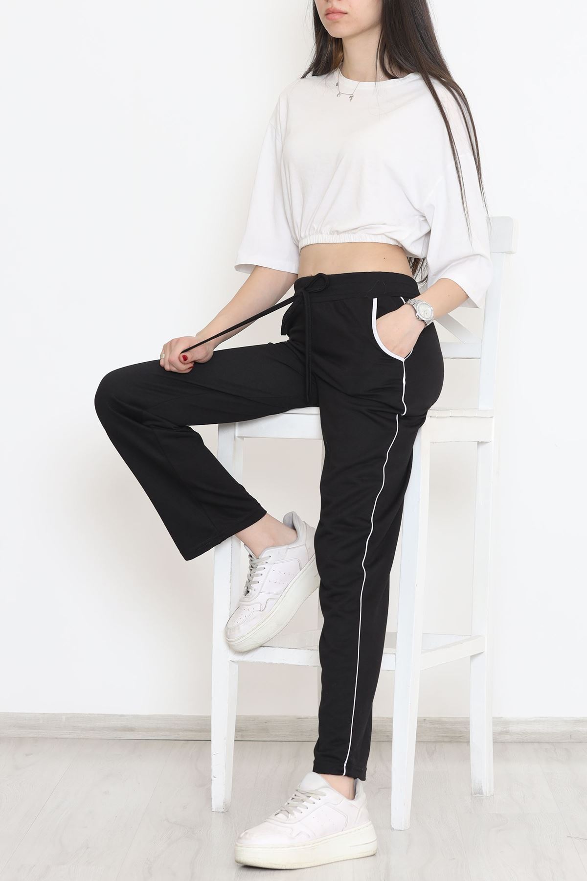 Yanı Çizgili Eşofman Altı Siyah - 15084.5238.