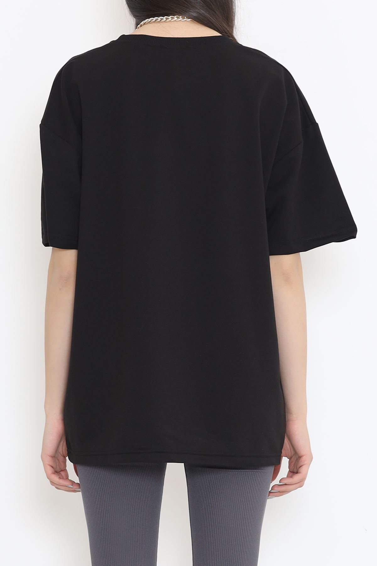 Bisiklet Yaka İki İplik Tişört Siyah - 15152.751.