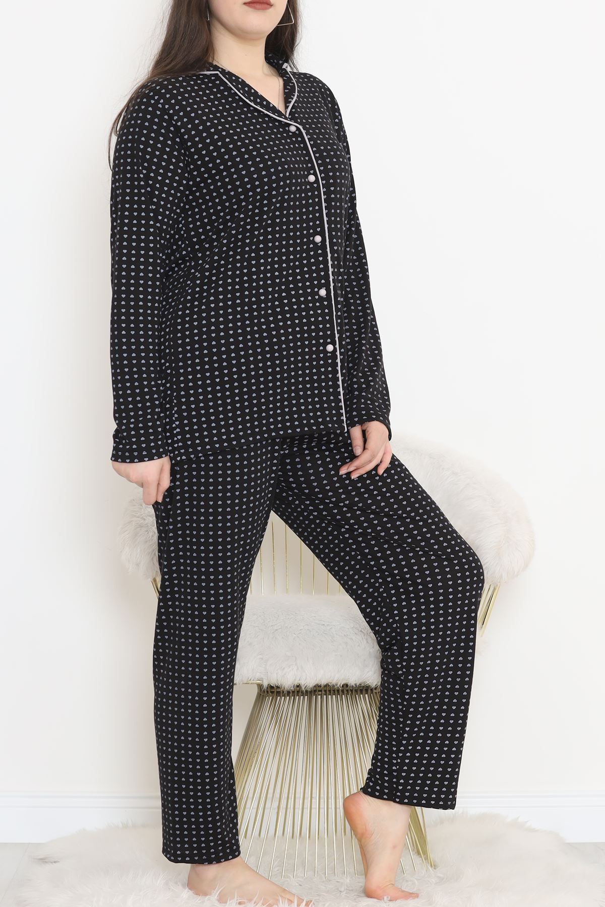 Battal Baskılı Poliviskon Önü Düğmeli Takım Lacigri - 500.1287.