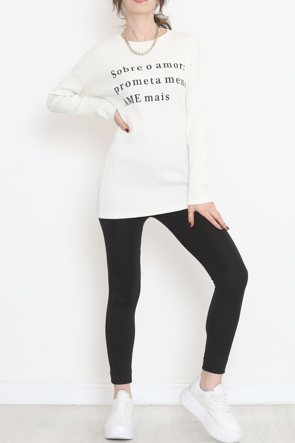 Kaşkorse Baskılı Tunik Ekru - 4003.1567.