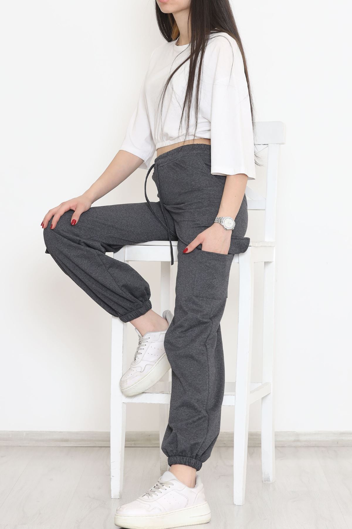 Paça Lastikli Eşofman Altı Füme - 15079.5238.