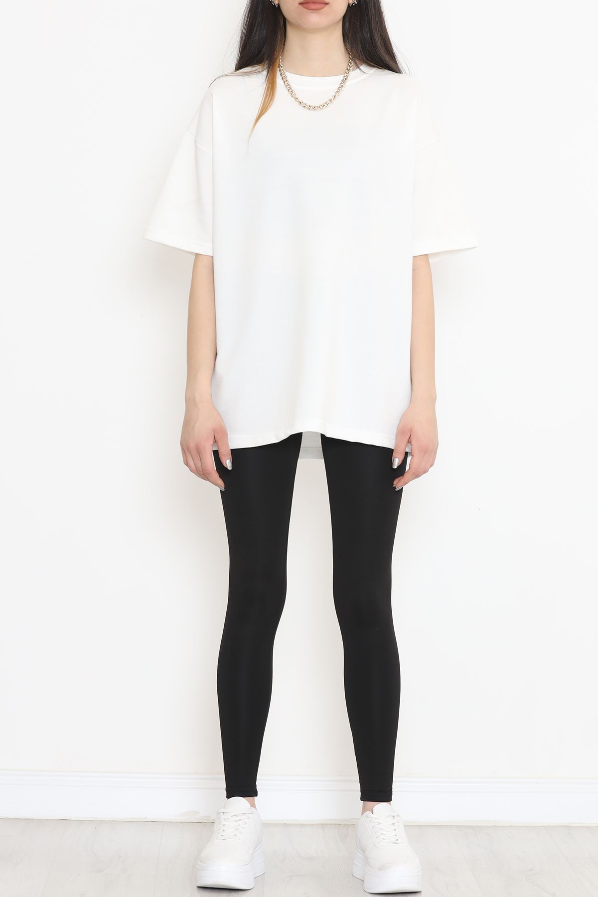 Bisiklet Yaka İki İplik Tişört Beyaz - 15152.751.