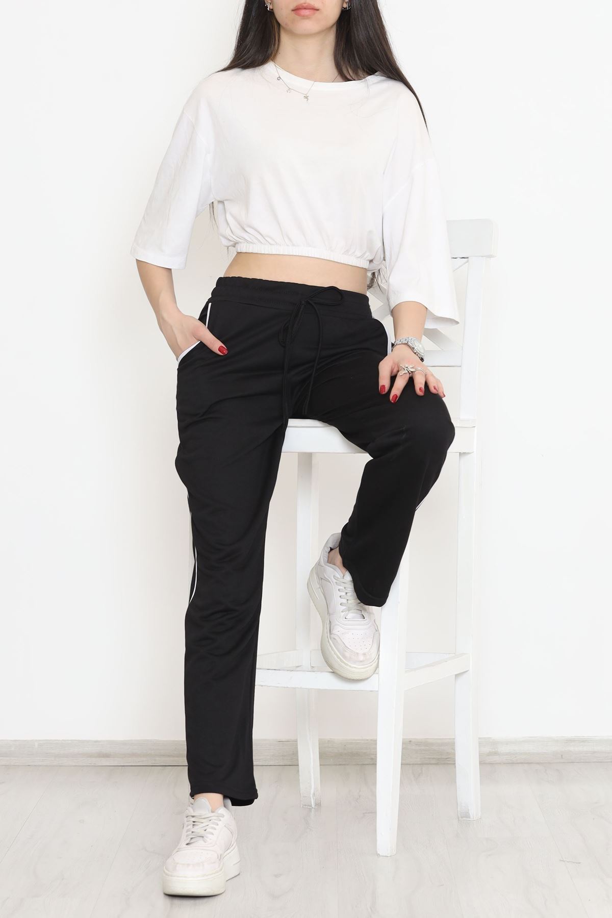 Yanı Çizgili Eşofman Altı Siyah - 15084.5238.