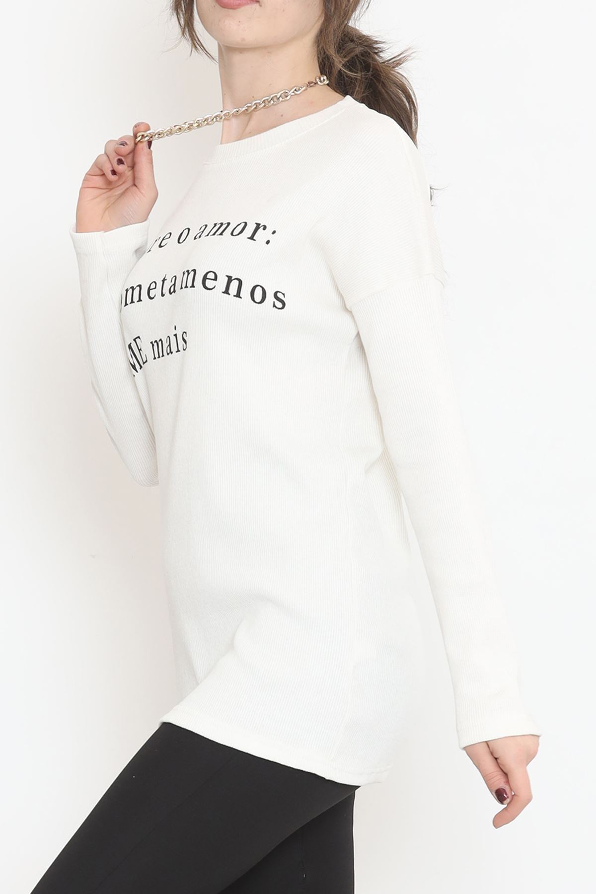 Kaşkorse Baskılı Tunik Ekru - 4003.1567.