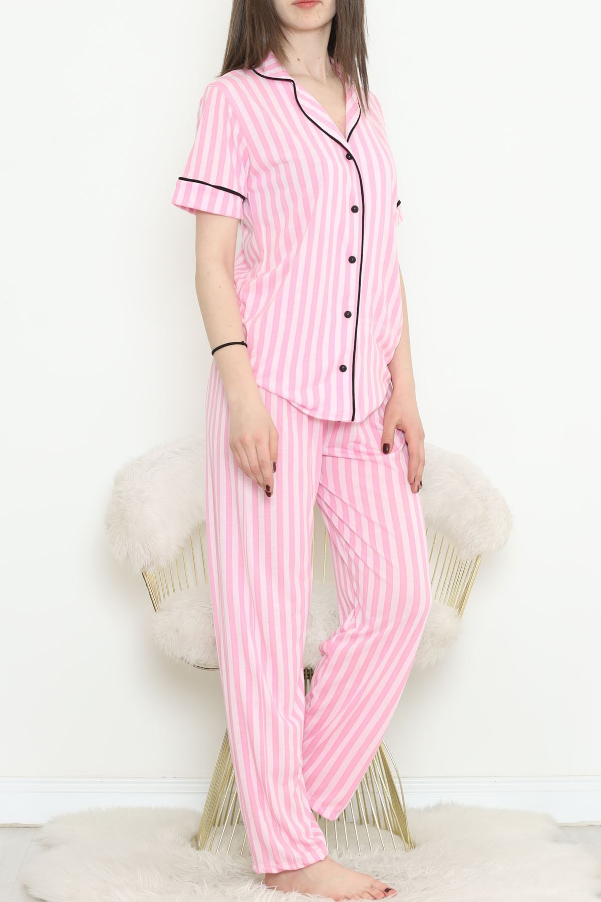 Poliviskon Arabiyeli Kısa Kollu Takım Pembeçizgili - 927.1287.