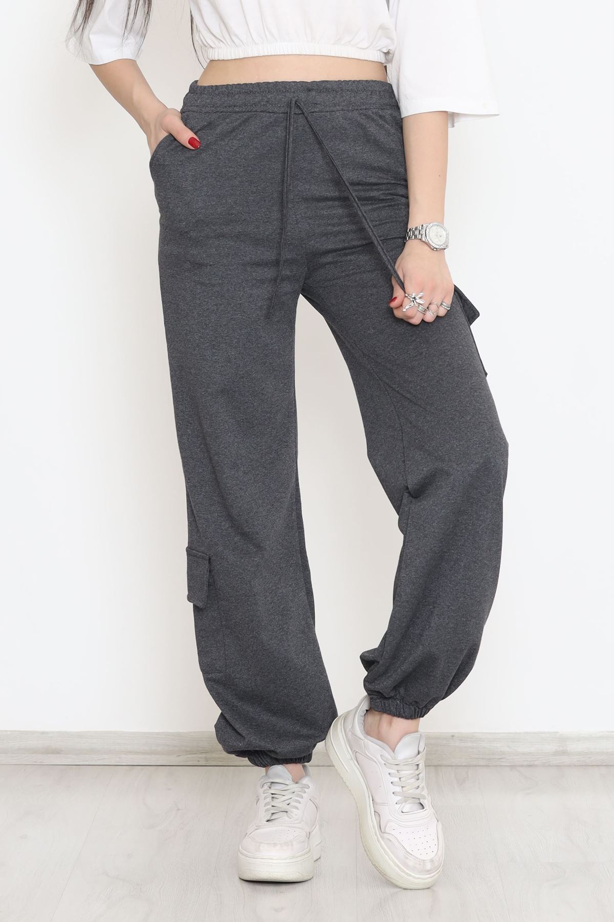 Paça Lastikli Eşofman Altı Füme - 15079.5238.