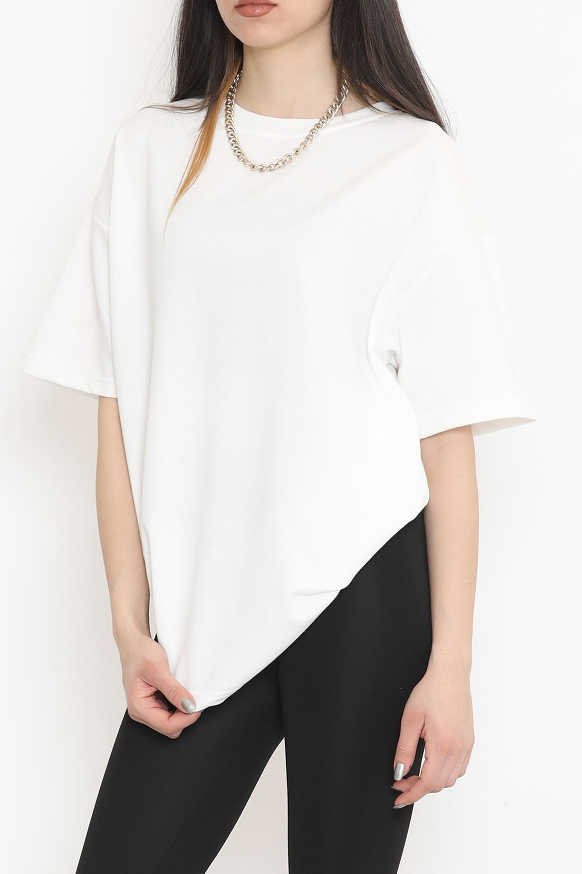 Bisiklet Yaka İki İplik Tişört Beyaz - 15152.751.