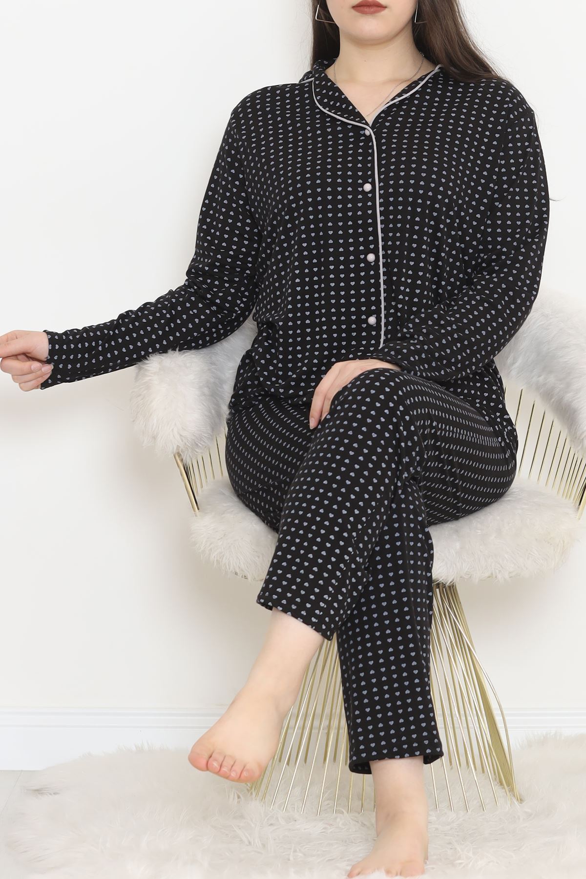 Battal Baskılı Poliviskon Önü Düğmeli Takım Lacigri - 500.1287.