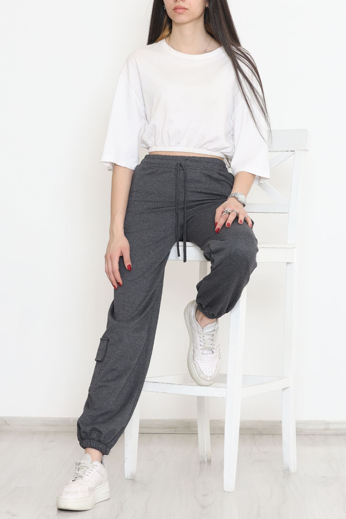 Paça Lastikli Eşofman Altı Füme - 15079.5238.