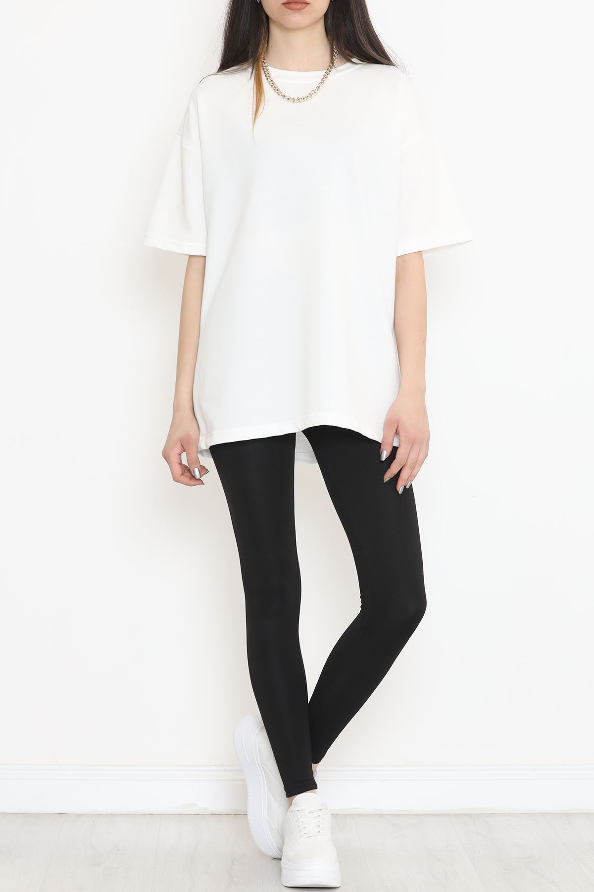 Bisiklet Yaka İki İplik Tişört Beyaz - 15152.751.