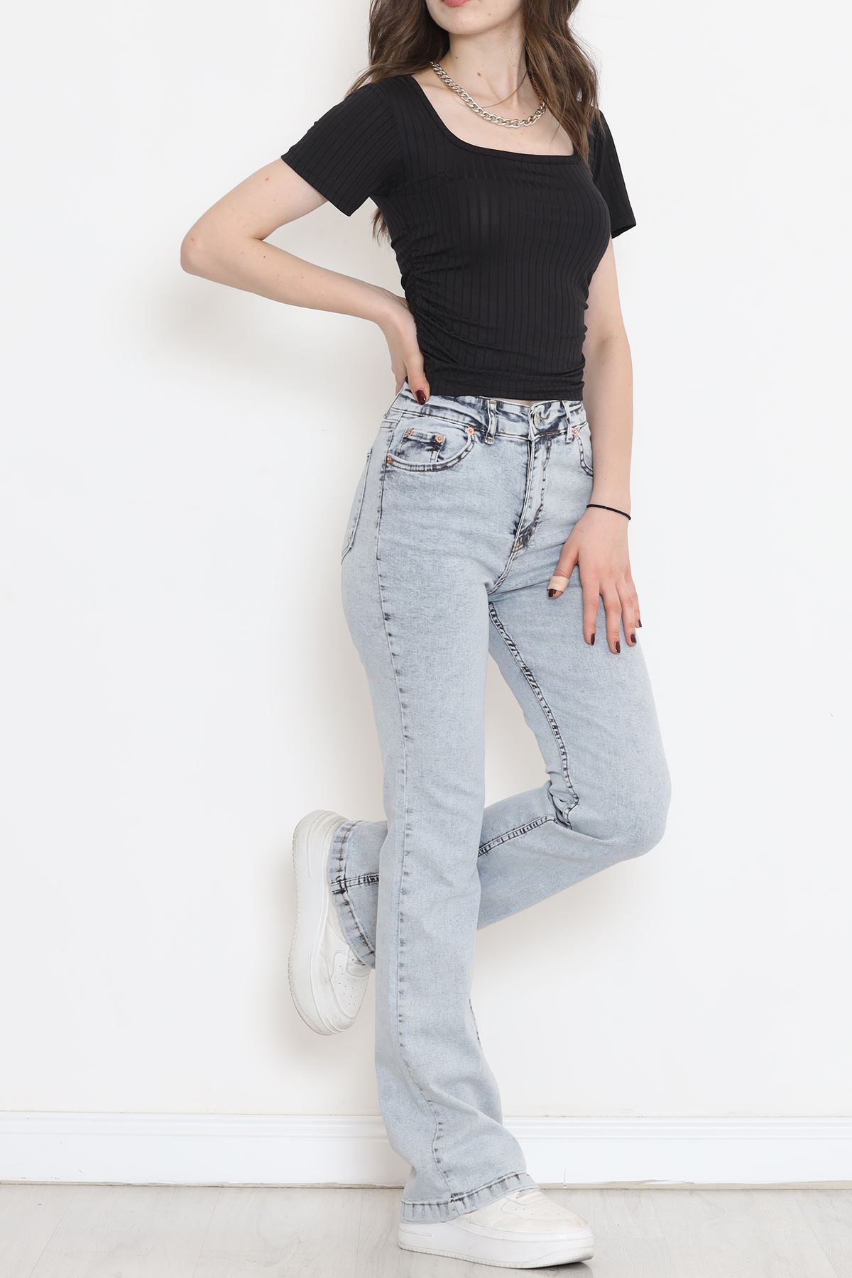 İspanyol Paça Kot Pantolon Buzmavi - 18201.1431.