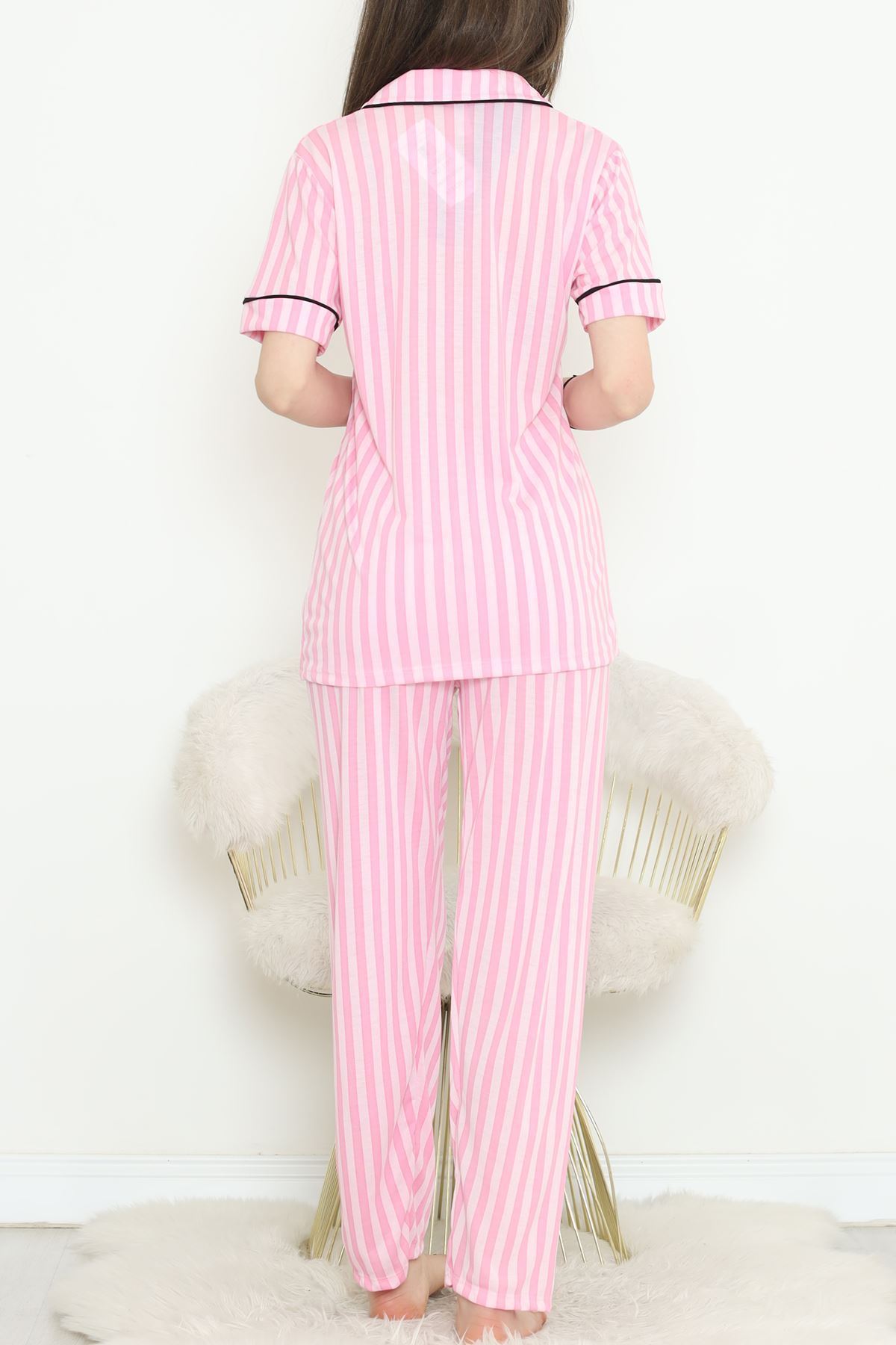 Poliviskon Arabiyeli Kısa Kollu Takım Pembeçizgili - 927.1287.