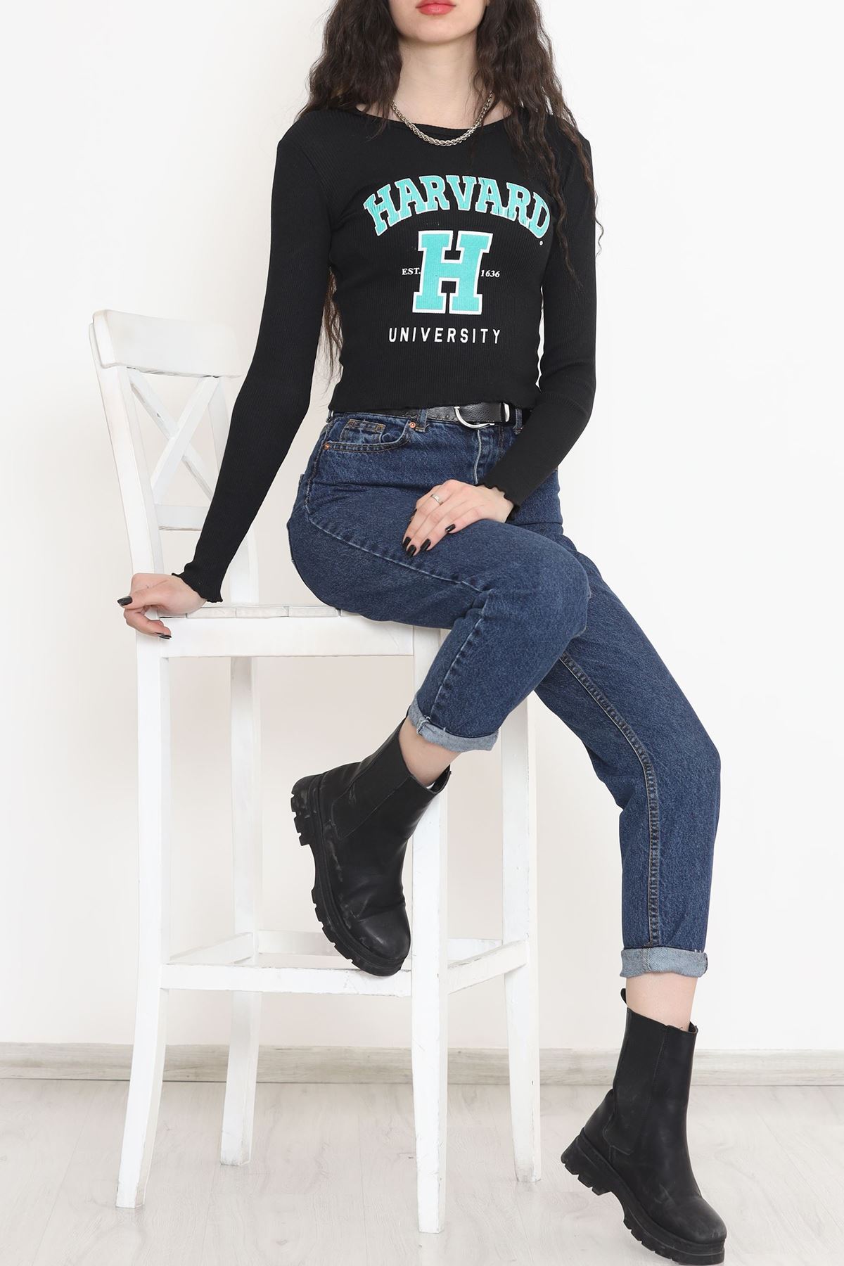 Kaşkorse Baskılı Bluz Siyah - 15844.1567.