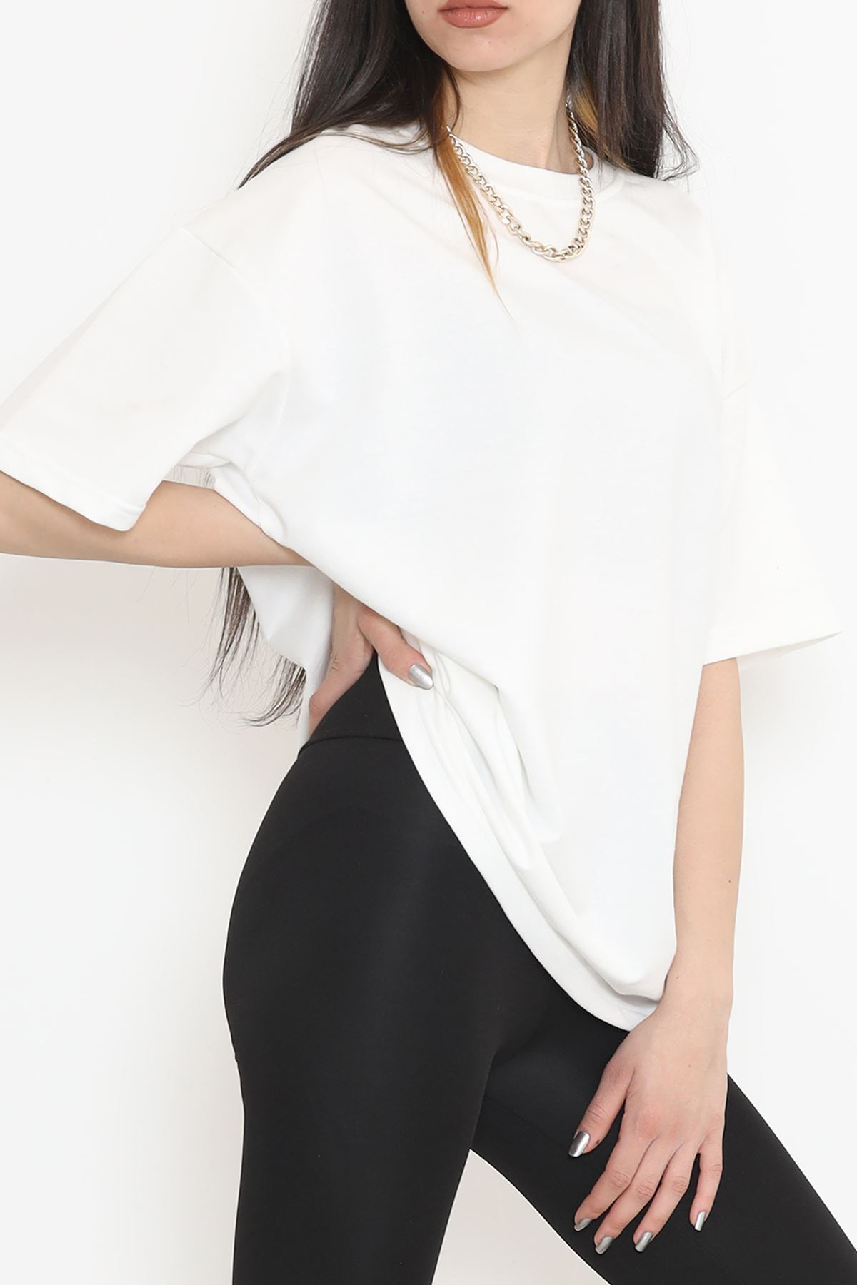 Bisiklet Yaka İki İplik Tişört Beyaz - 15152.751.