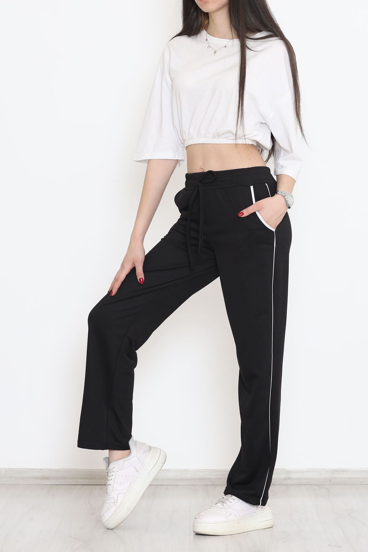 Yanı Çizgili Eşofman Altı Siyah - 15084.5238.