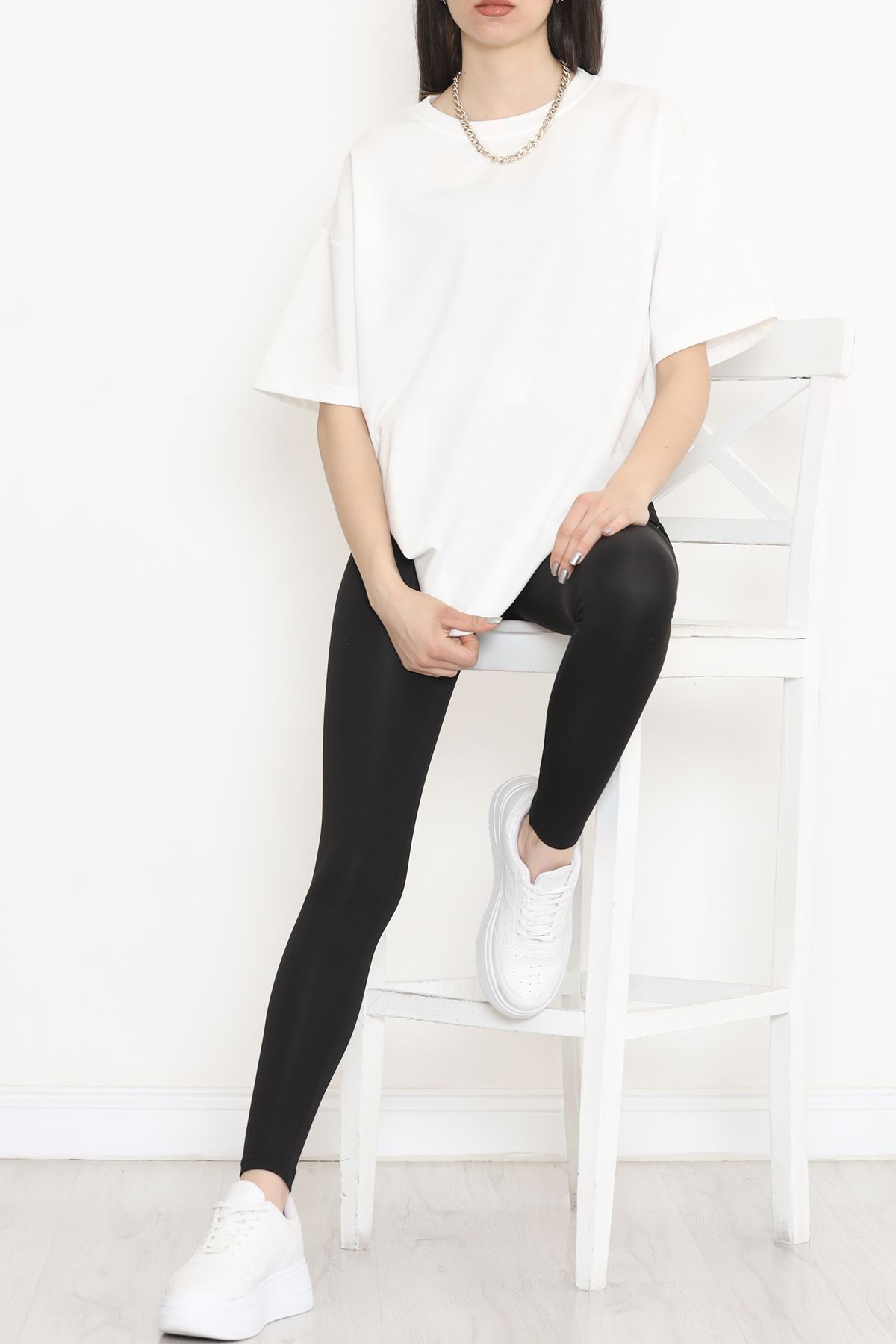 Bisiklet Yaka İki İplik Tişört Beyaz - 15152.751.