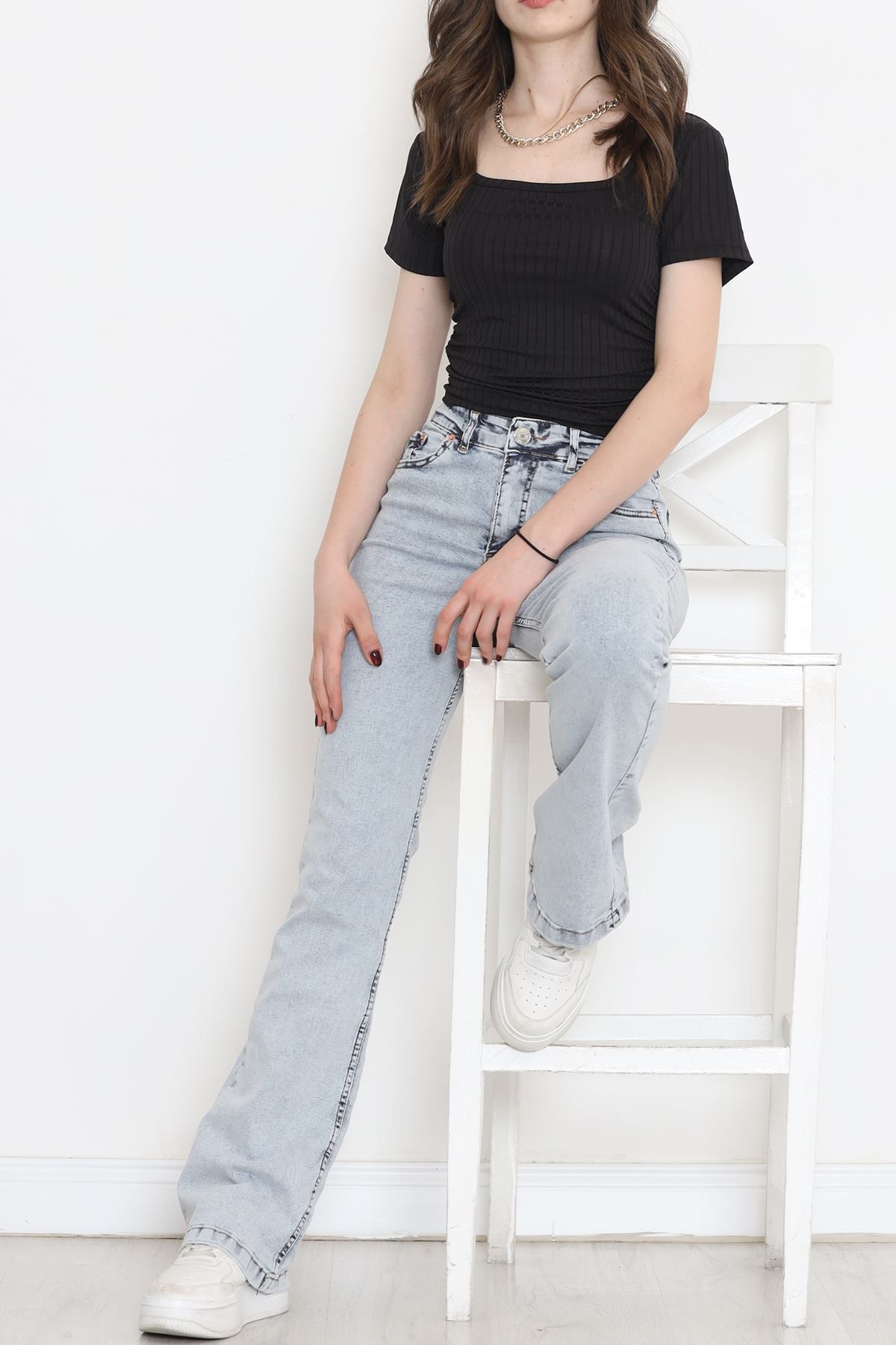 İspanyol Paça Kot Pantolon Buzmavi - 18201.1431.